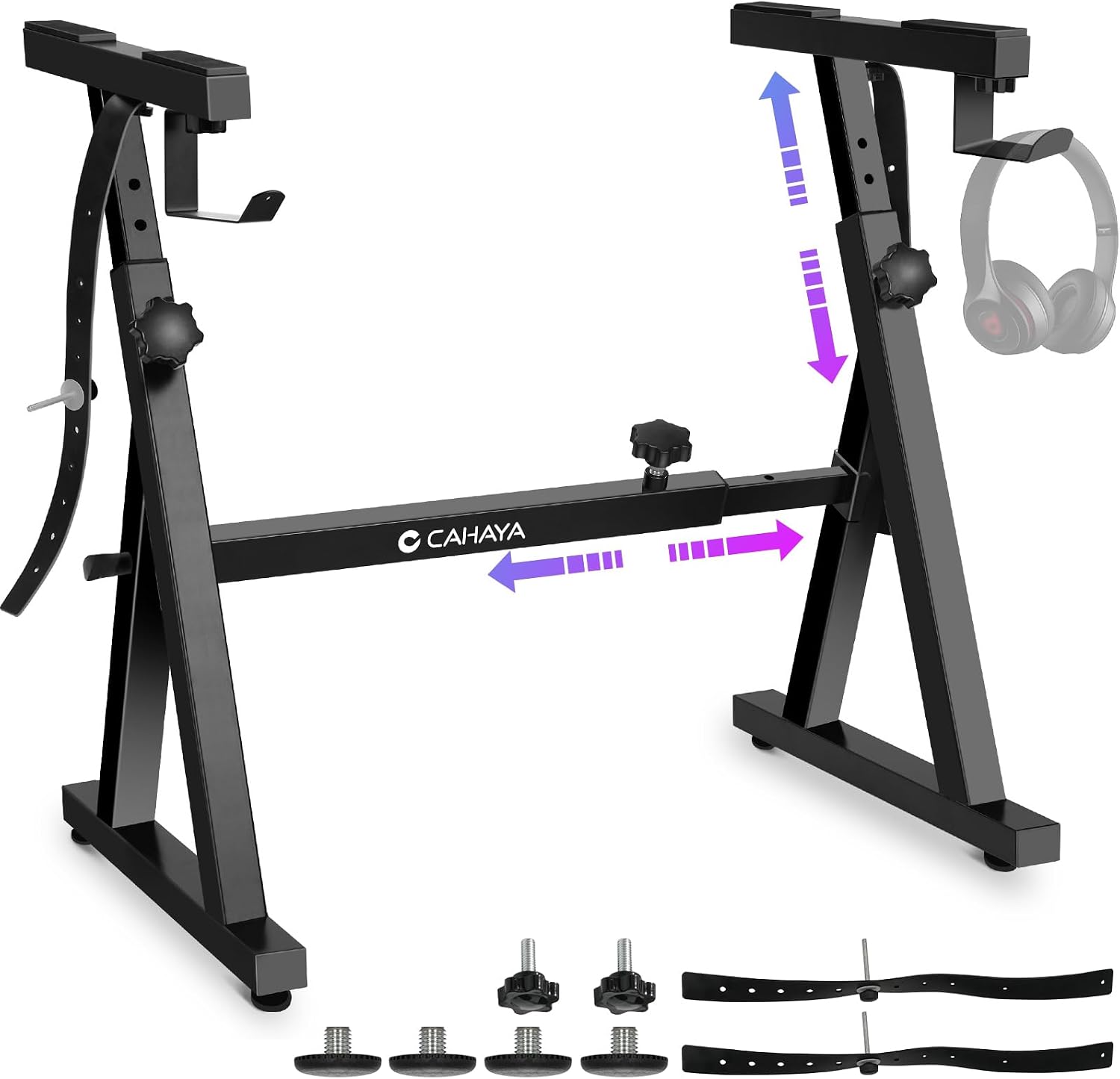 Detalle de CAHAYA Support Clavier Piano en Z – robuste et adjustable jusqu’à 113 kg, 55,5–89,5 cm