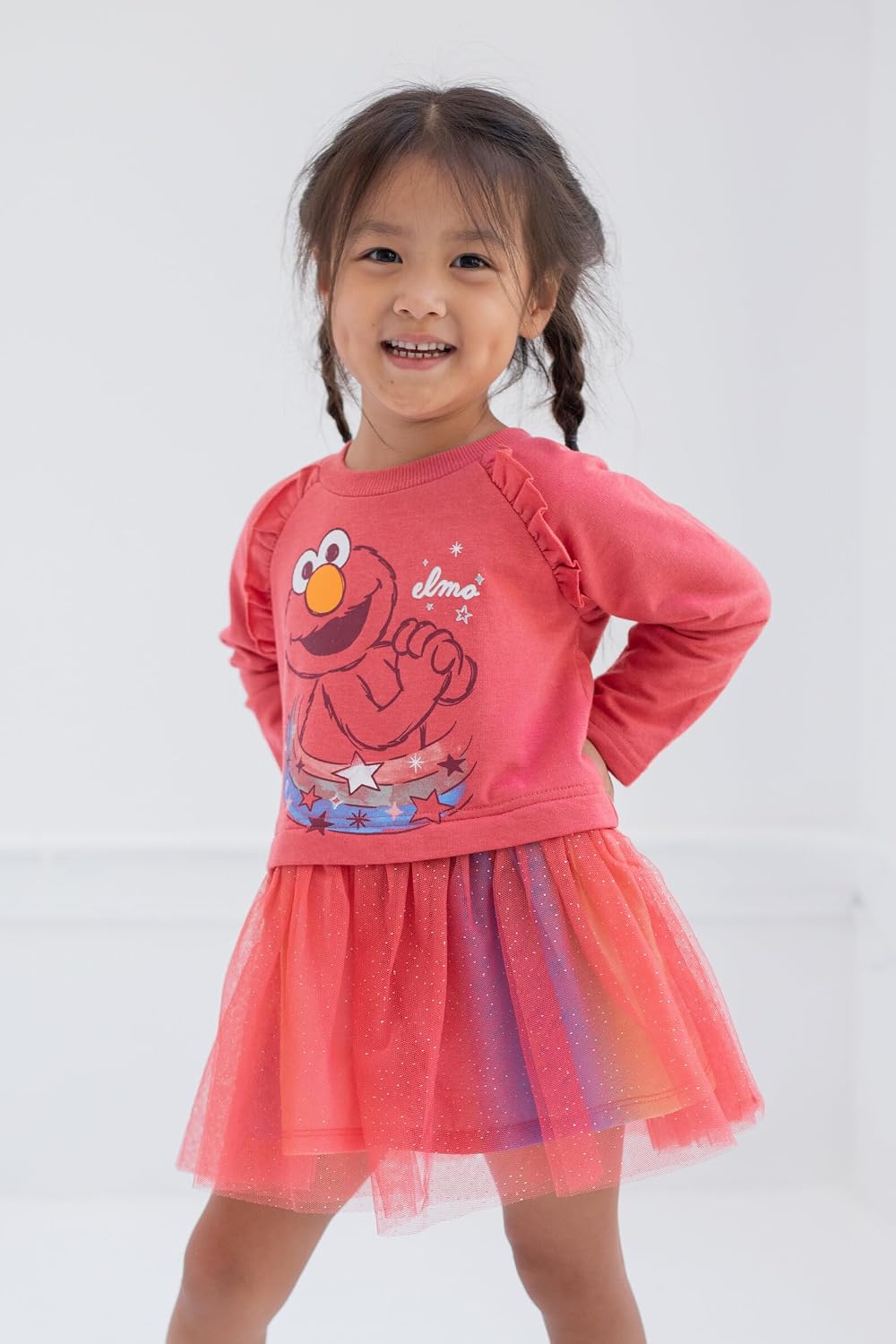 Detalle 2 de Sesame Street P-G3D9893SS Elmo Glitter Tutu Dress, Long Sleeves