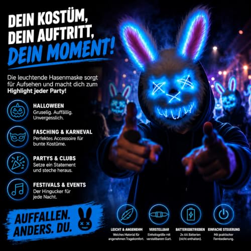 Thumbnail 6 de TK Gruppe Timo Klingler Maschera horror a LED ispirata a The Purge