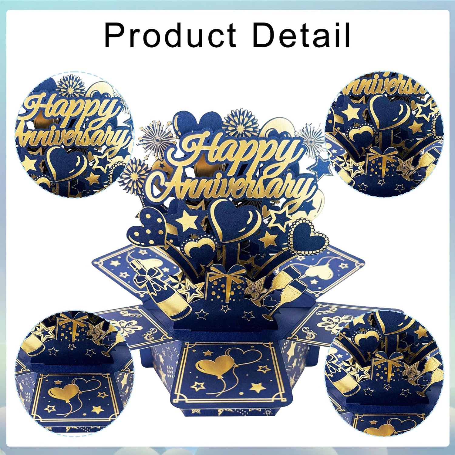 Thumbnail 3 de Joybble Happy Anniversary 3D Pop-Up Card (Dark Blue) with Envelope