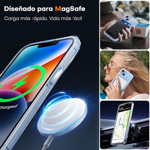 Detalle 2 de TAURI Funda para iPhone 13/14 con MagSafe y Vidrio Templado — Transparente, ultrafina y antichoque