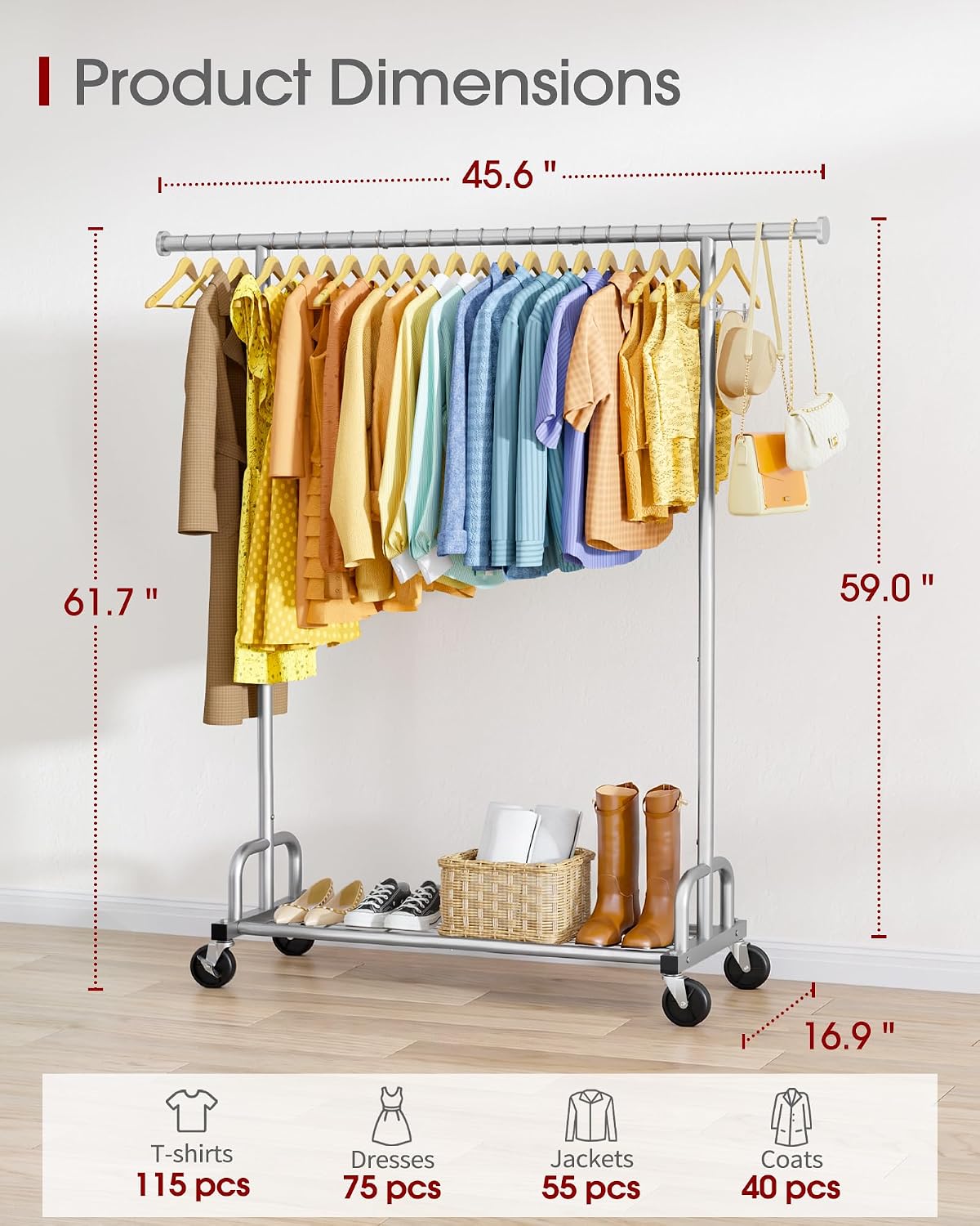 Thumbnail 1 de Sakugi Clothes Rail 116 x 43 x 150 cm heavy-duty rack