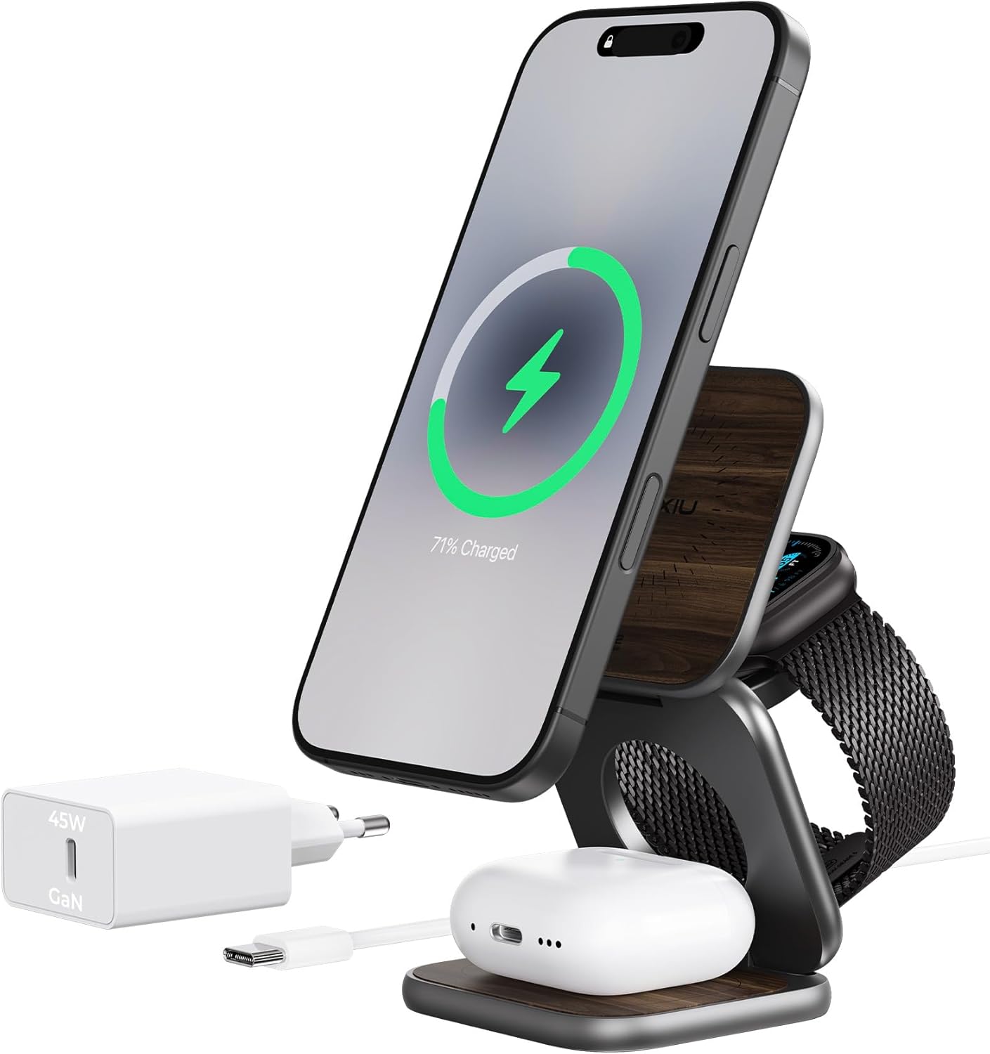 Detalle de KU XIU X40 Turbo Qi2.2 25W Station de Charge sans Fil Magnétique 3 en 1