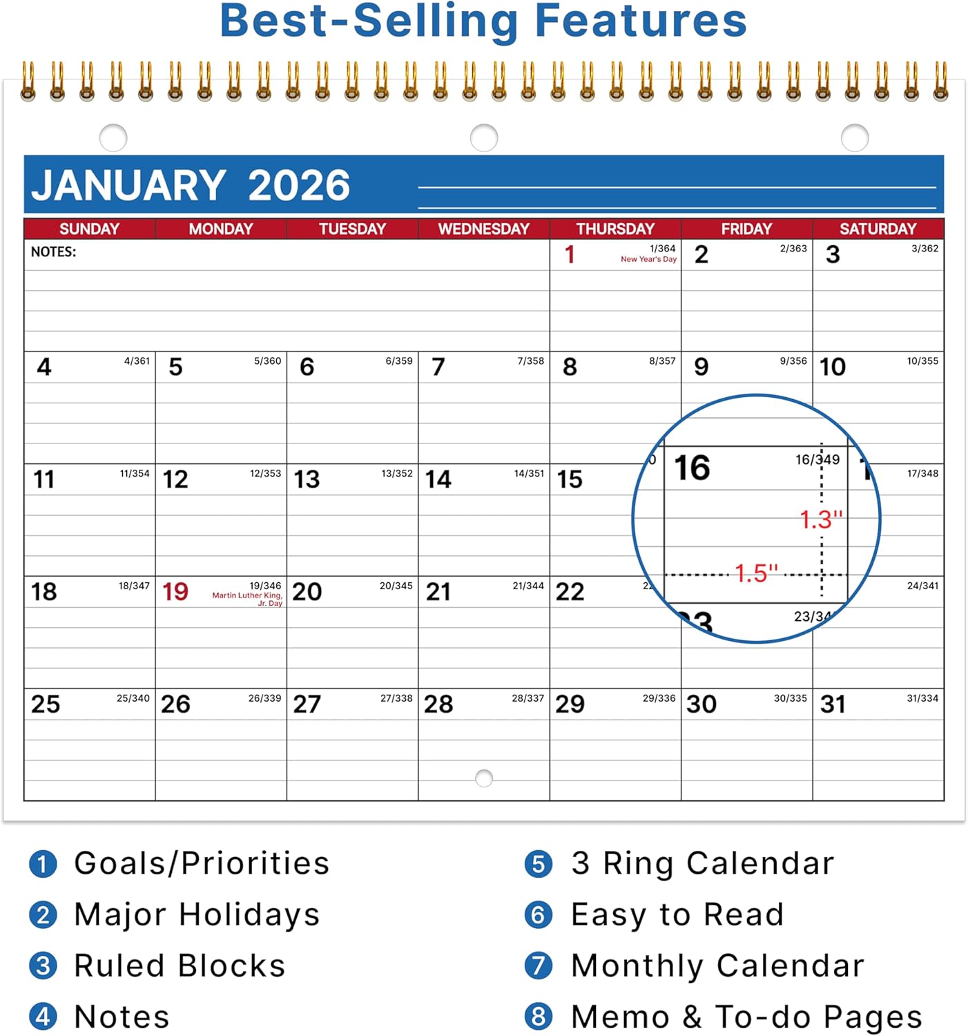 Detalle de 2026 Wall Calendar 12 Month 8.5x11 đź“…
