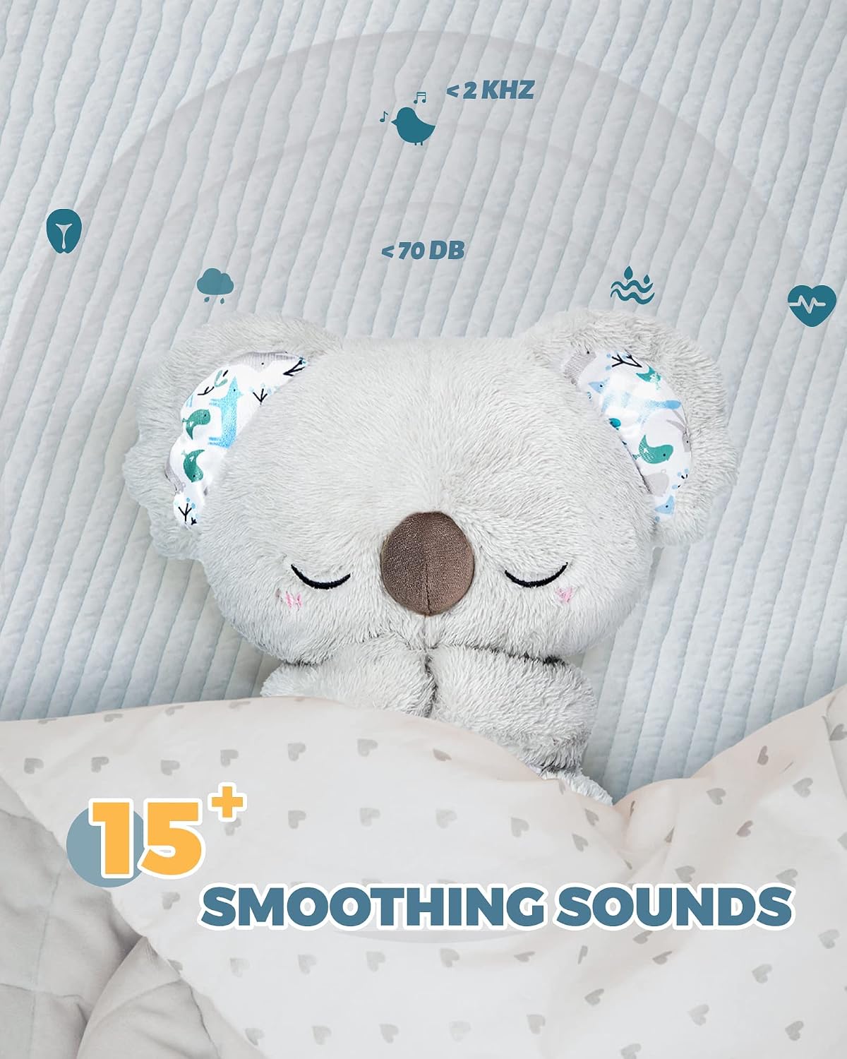 Detalle 2 de auby Soothe 'n' Cuddle Koala Kuscheltier mit Beruhigungsfunktion – Plüschspielzeug für Neugeborene