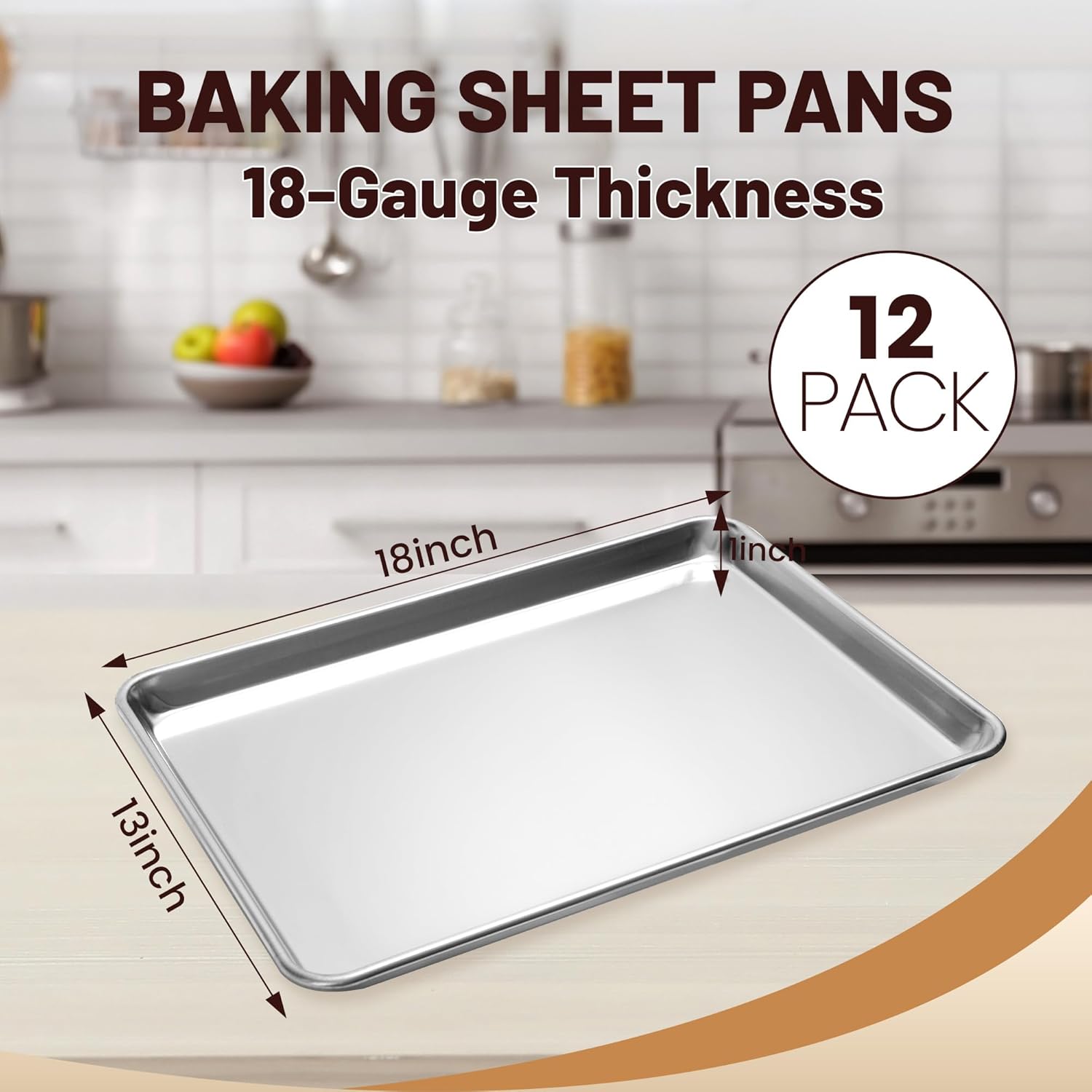 Thumbnail 1 de BIEAMA 12 Pack 18" x 13" Half Size Baking Sheets