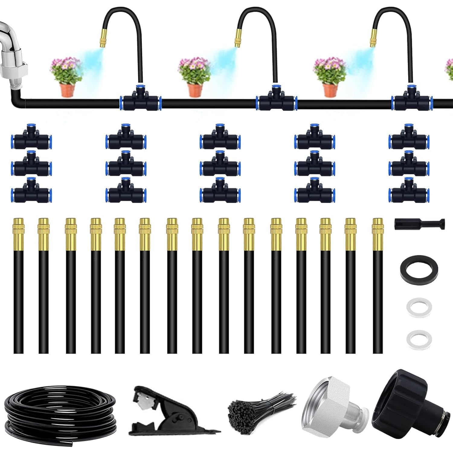 Detalle de Suyeah 49.21ft automatic drip irrigation kit with 360° bendable nozzle