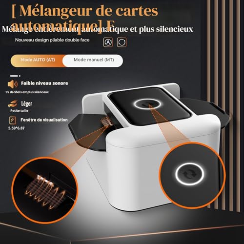 Detalle de Buldoospok Silencieux Mélangeur de Cartes Automatique – 2000 mAh, USB-C, Portable