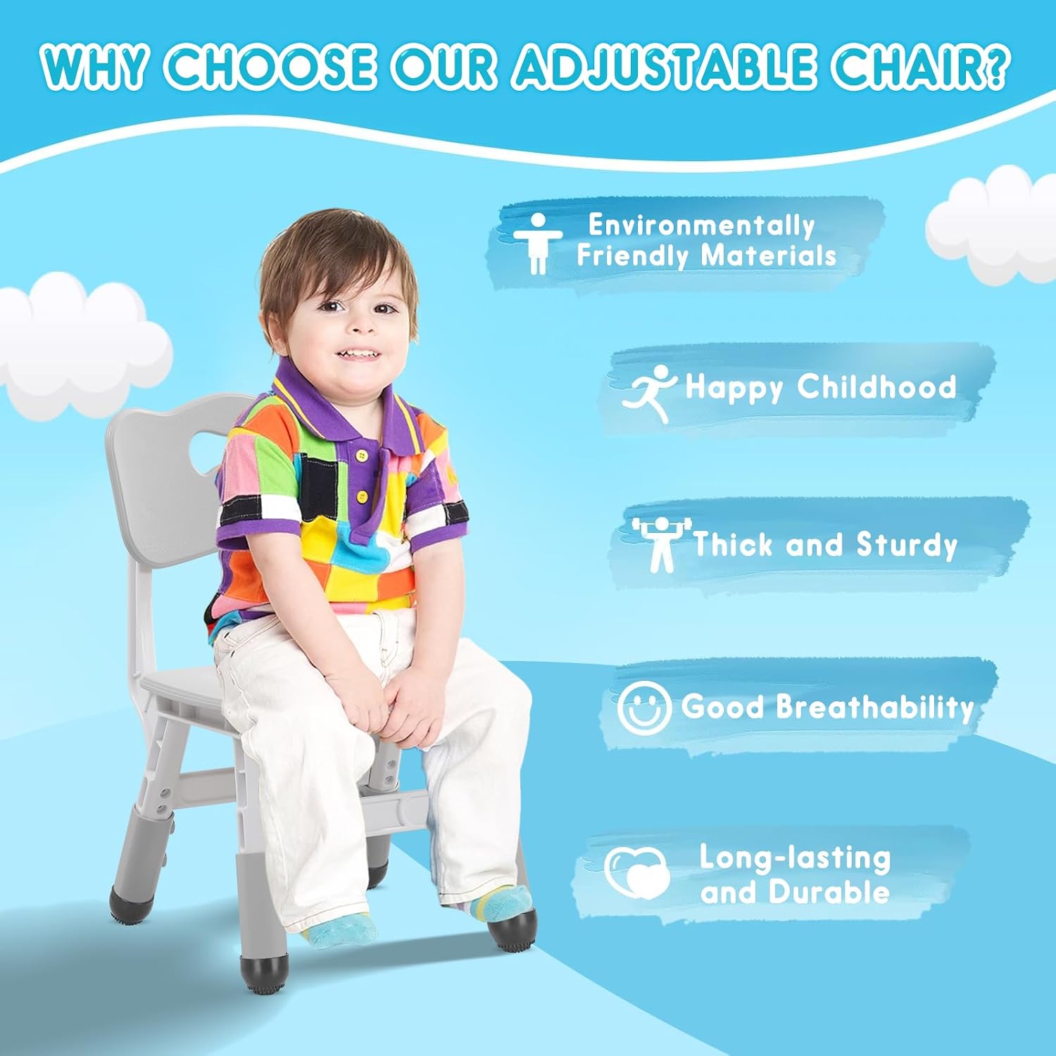 Detalle de JIAOQIU Adjustable Kids Chair, 220-lb Capacity