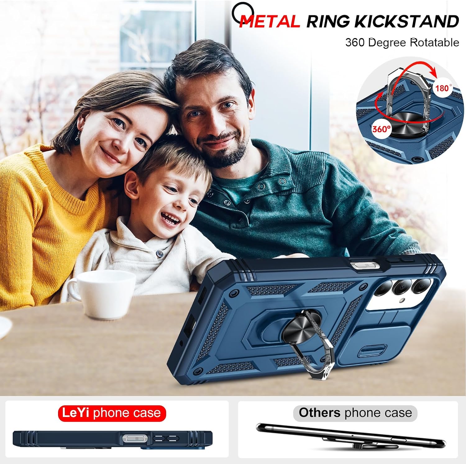 Thumbnail 6 de LeYi Samsung Galaxy A17 Case with Camera Slider, 2 Tempered Glass Protectors and Ring Stand