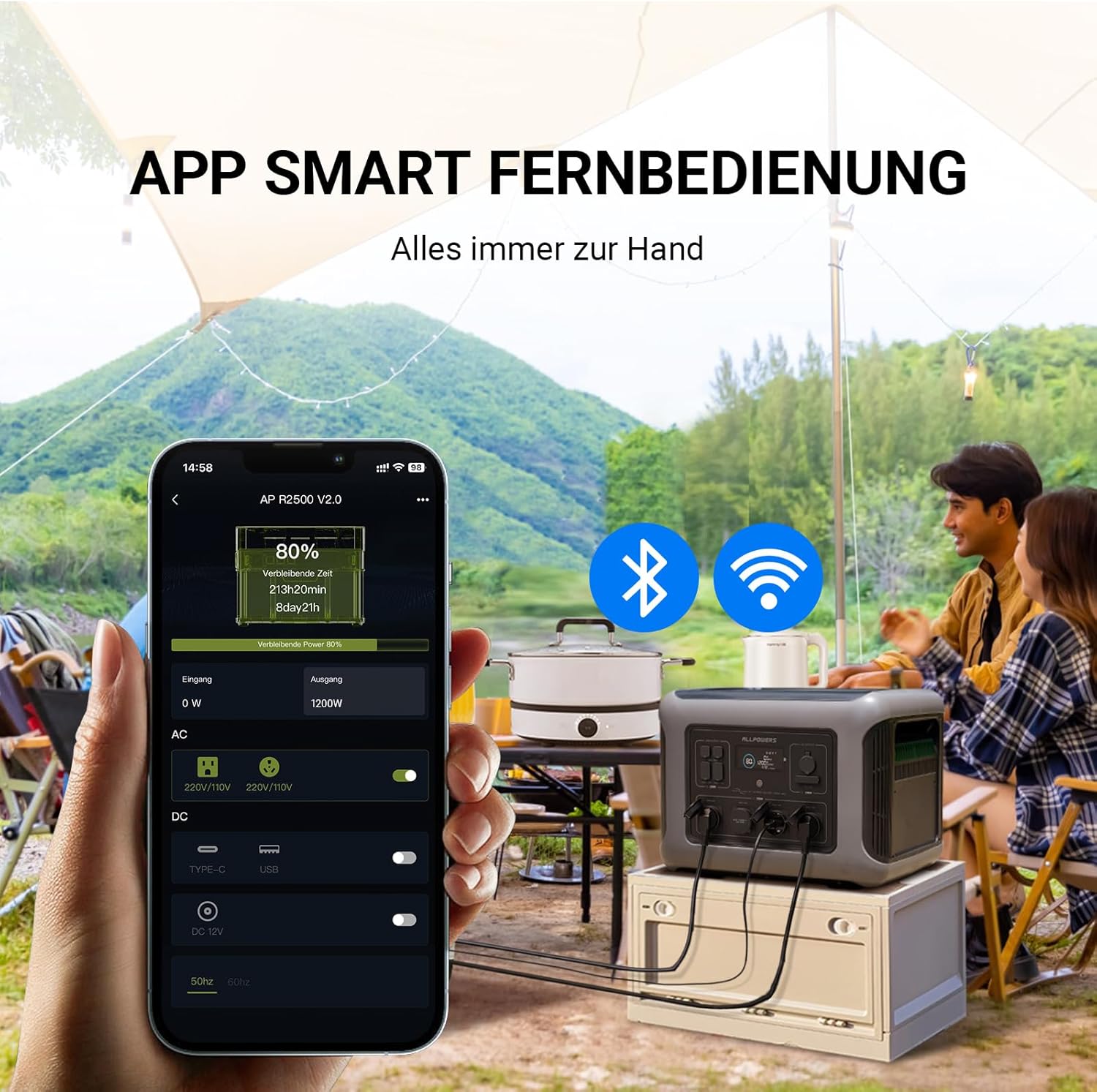 Thumbnail 6 de ALLPOWERS R2500 V2 tragbare Powerstation (LFP) mit 1.920 Wh, 4× AC 2.500 W und MPPT