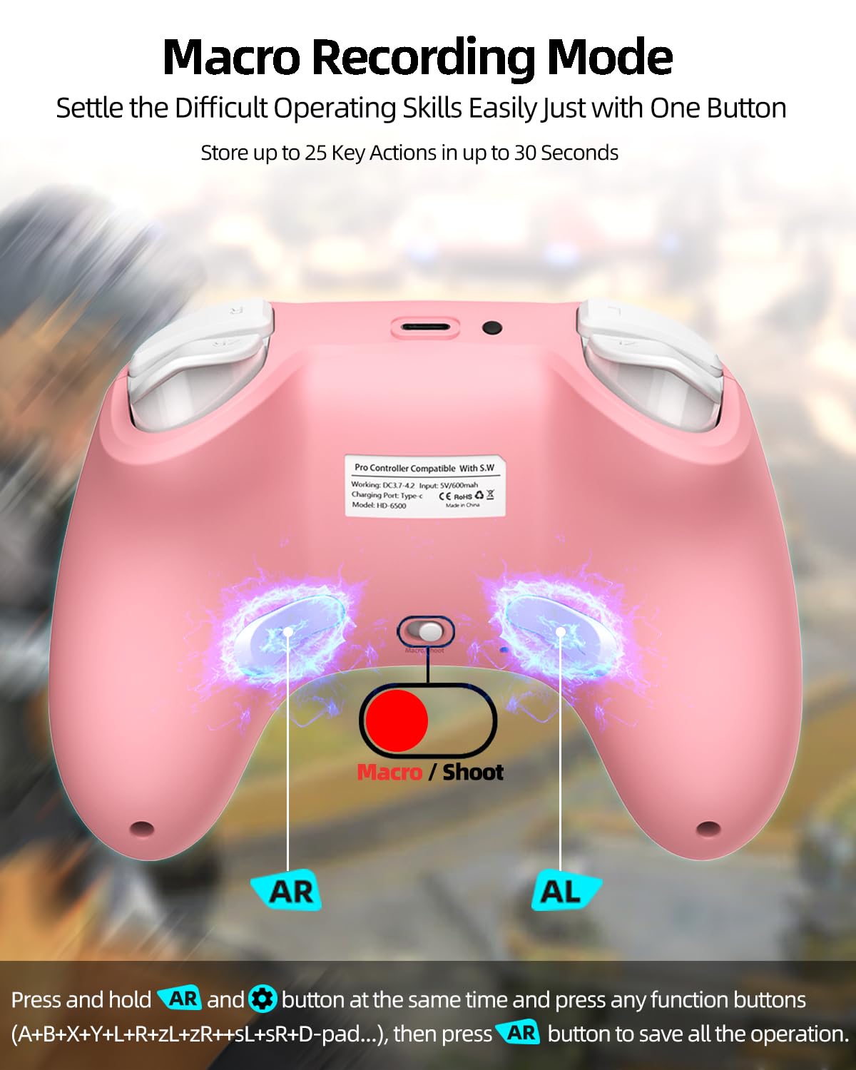 Detalle de Hall Effect iPhone Controller with Phone Clip – Wireless Bluetooth & USB-C Wired Gaming Controller