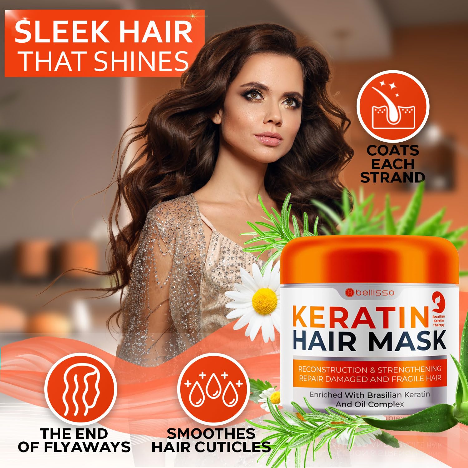 Detalle de Bellisso keratinhairmask1 Keratin Hair Mask, Sulfate-Free Deep Conditioner