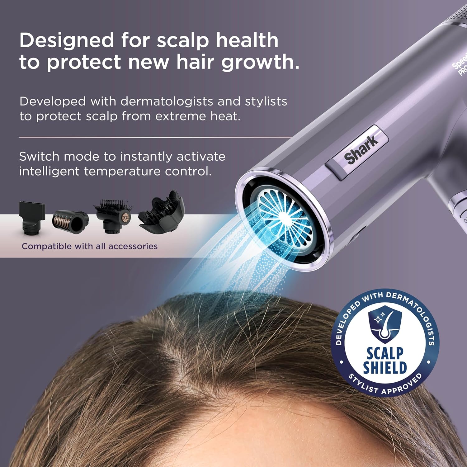 Detalle de Shark SpeedStyle Pro Flex Hair Dryer (HD543PLUK) with Ionic Styling Attachments