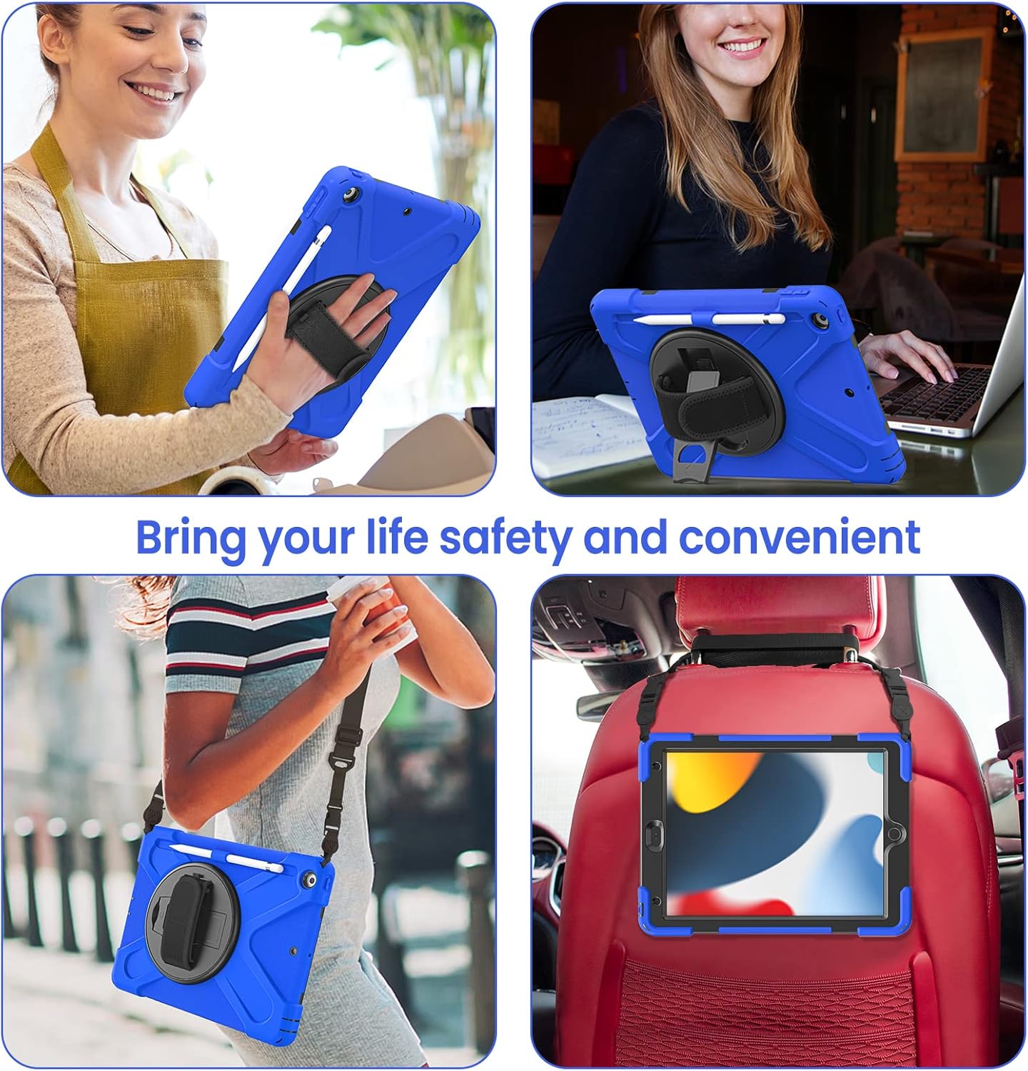 Thumbnail 6 de Gerutek Shockproof Rugged Case for iPad 9th / 8th / 7th (10.2-inch) with 360° Stand, Hand Strap & Shoulder Strap, Blue