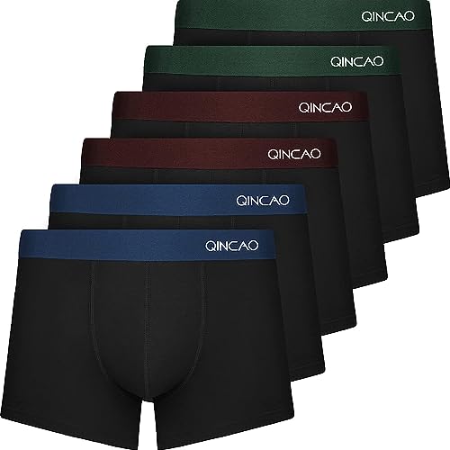 Detalle de QINCAO Mens Boxers Briefs 6 Pack: Combed Cotton, Tagless, Soft & Slim Fit
