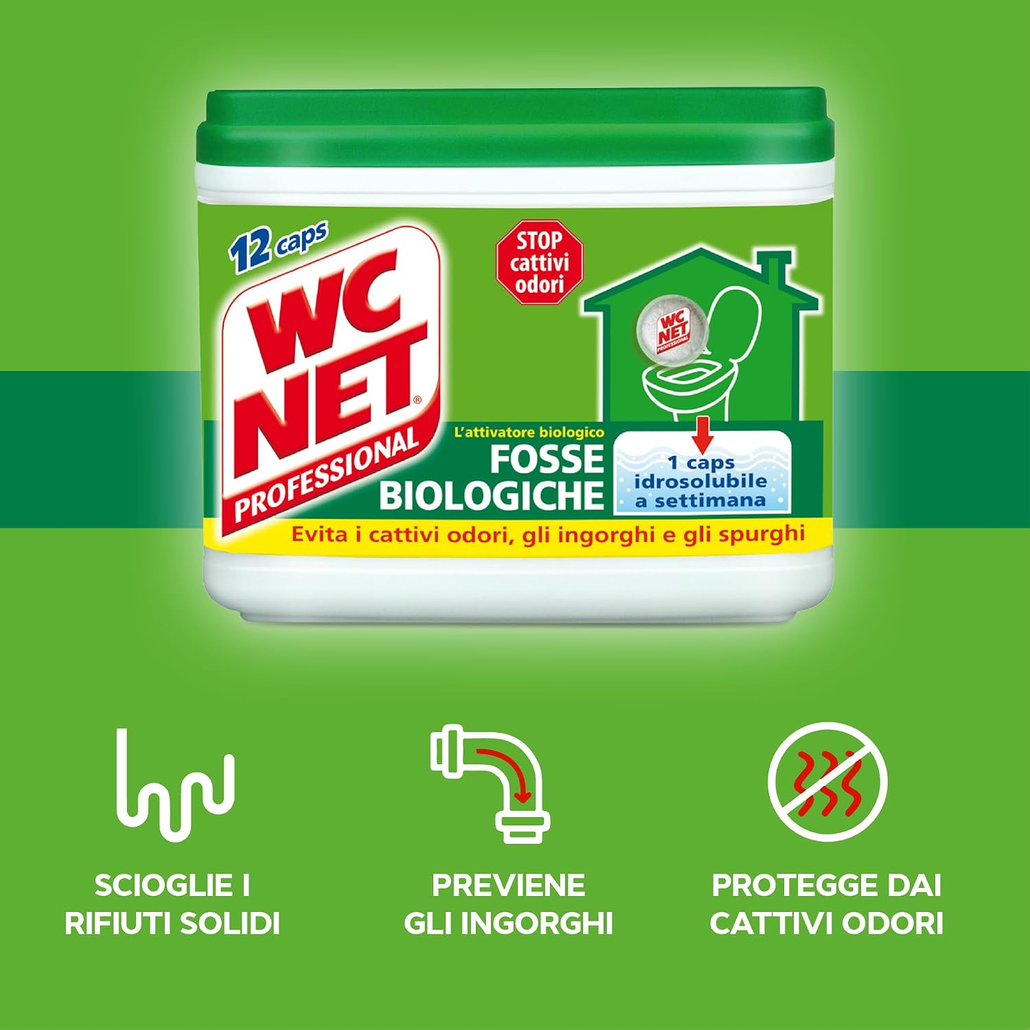 Thumbnail 1 de Wc Net Professional - Fosse Biologiche Capsule Idrosolubili (20 Capsule) per un Funzionamento Senza Ingorghi