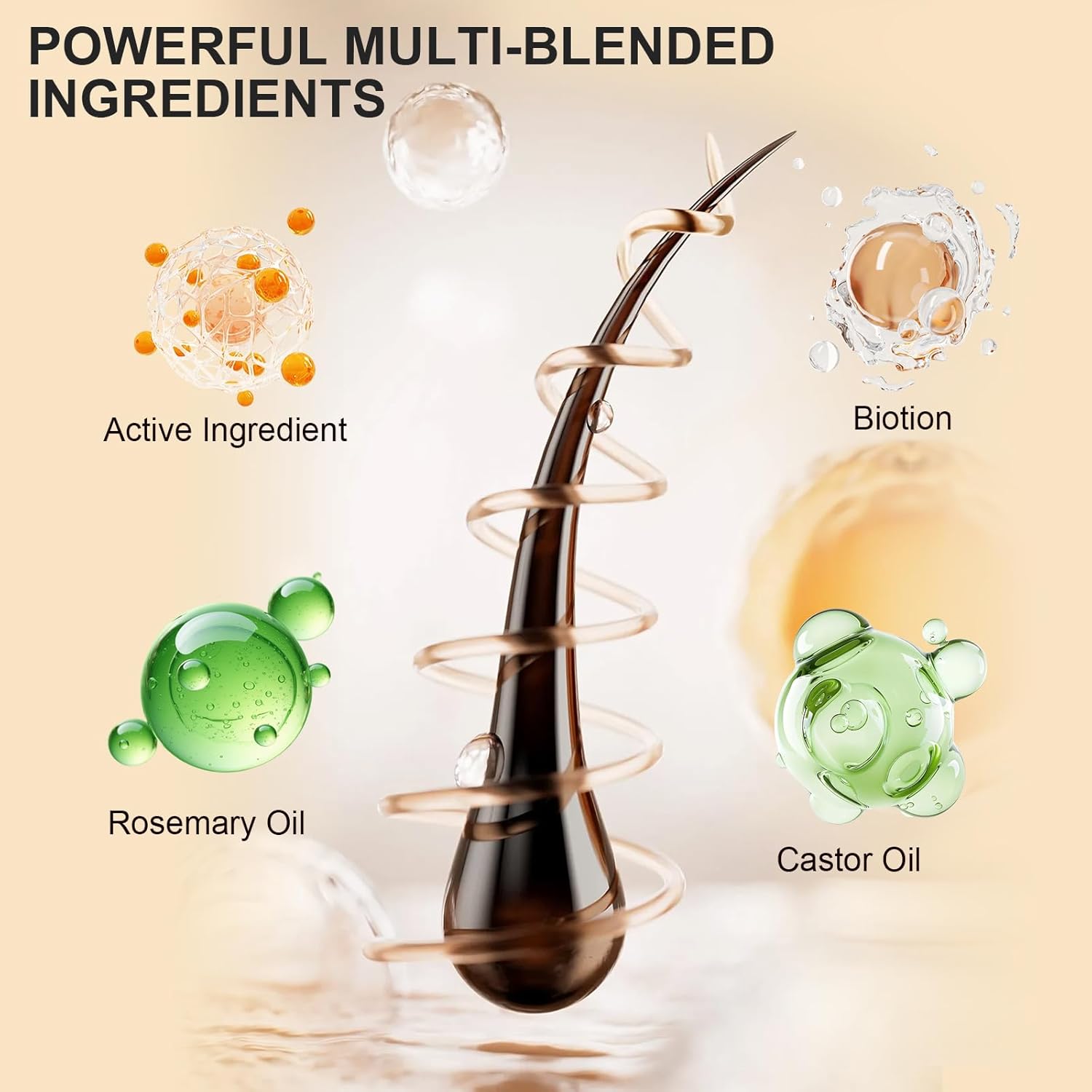 Detalle de Rouclo Siero Crescita Capelli con Biotina, Olio di Ricino e Rosmarino – 60 ml