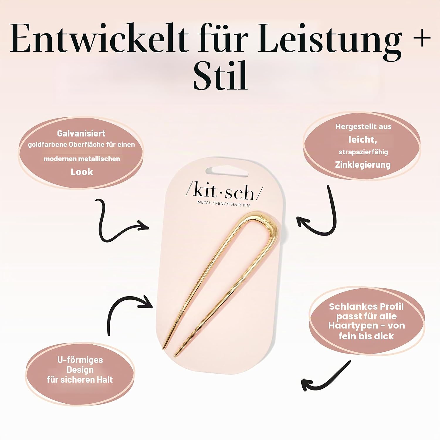 Detalle 2 de Kitsch Haarnadel Gold 1 Stück