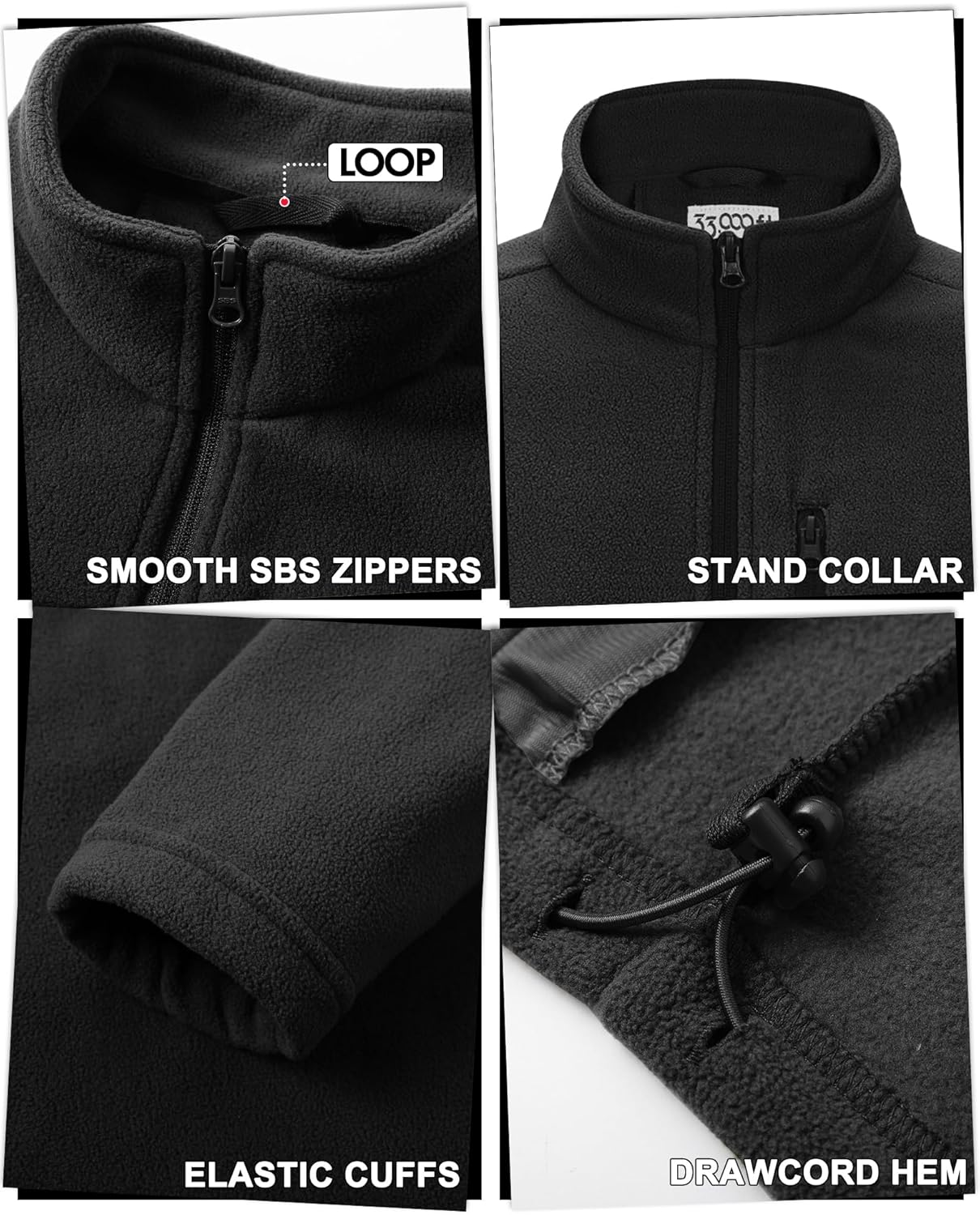 Detalle 1 de 33,000ft mens fleece jacket 2-way warm