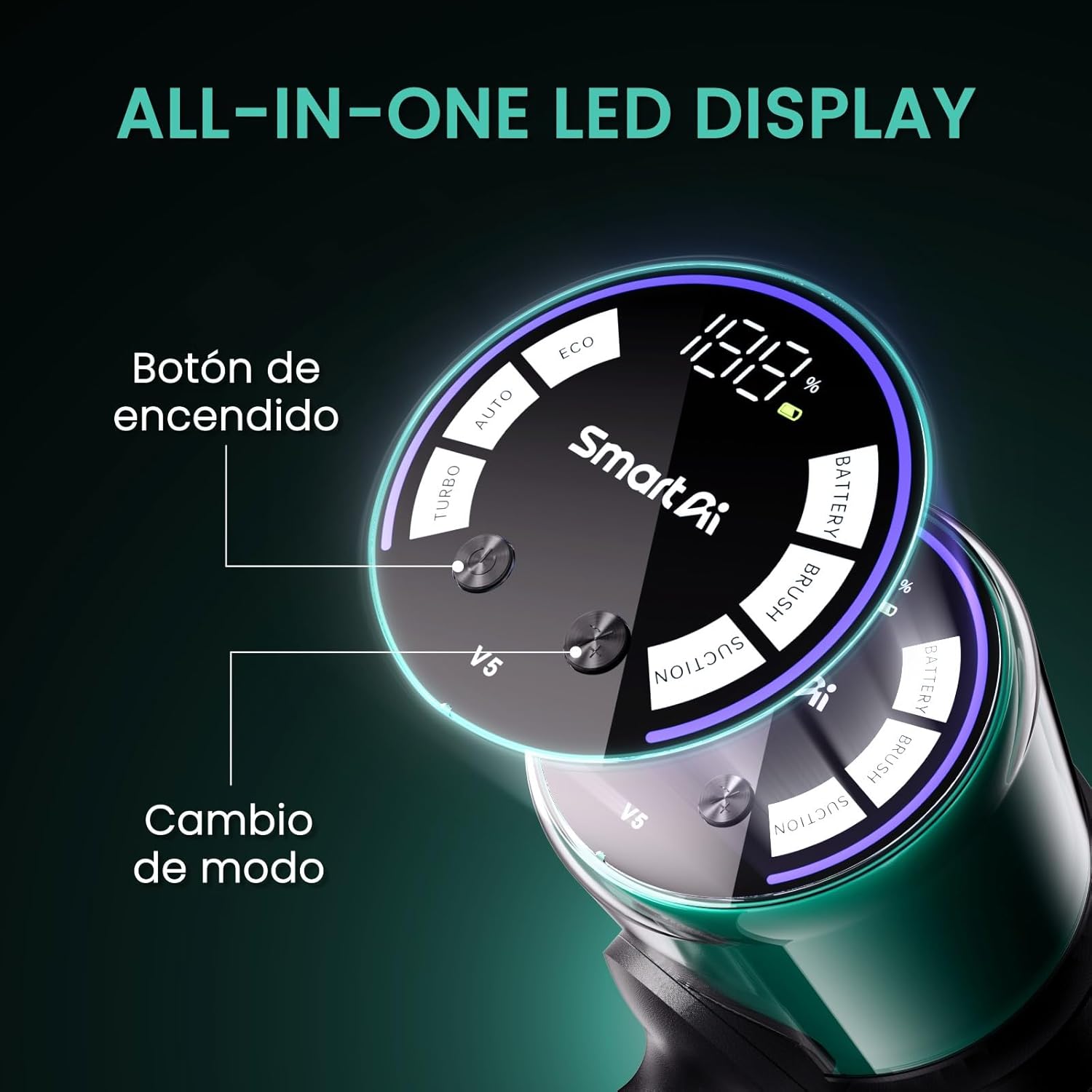 Thumbnail 3 de SmartAI V5 Aspiradora Inalámbrica Potente 🧹 Para Suelos y Alfombras