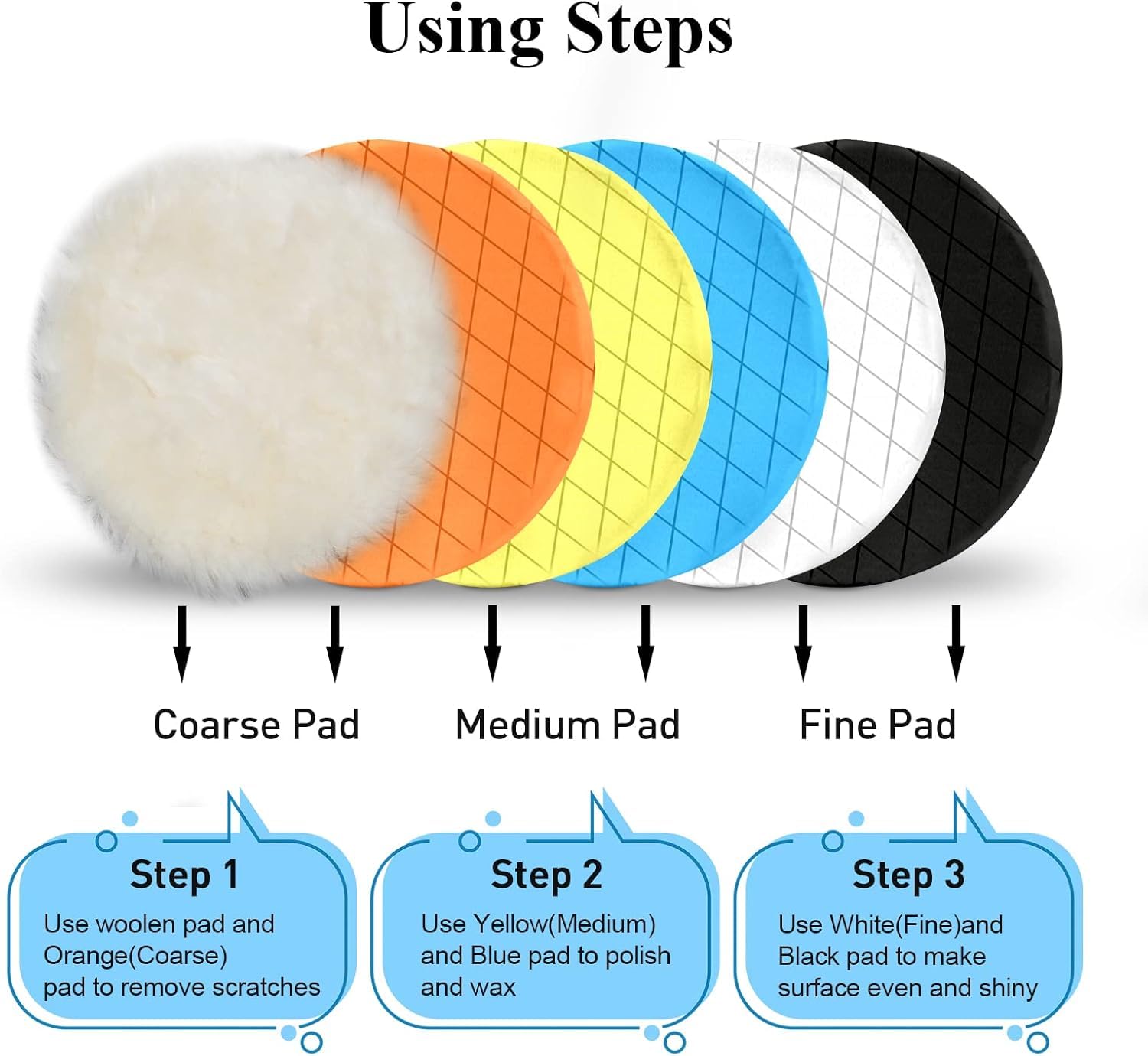 Detalle 2 de Autolock 6" Buffing Polishing Pads Kit — 6 Pcs (6.5" Face / 6" Backing) for Car Polisher