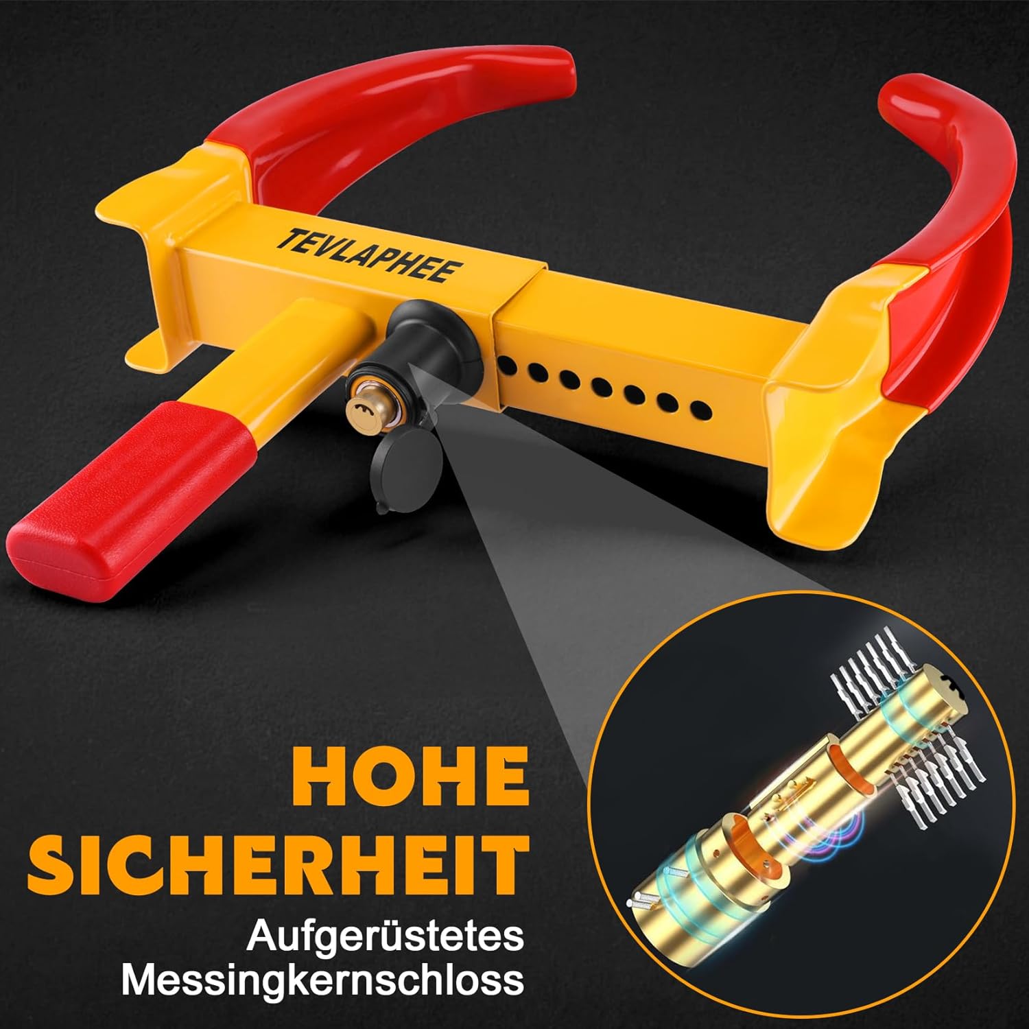 Detalle de Tevlaphee 2er-Set Radkralle mit Sicherheitsschloss und 6 Schlüsseln (für Reifenbreiten 19–30 cm)