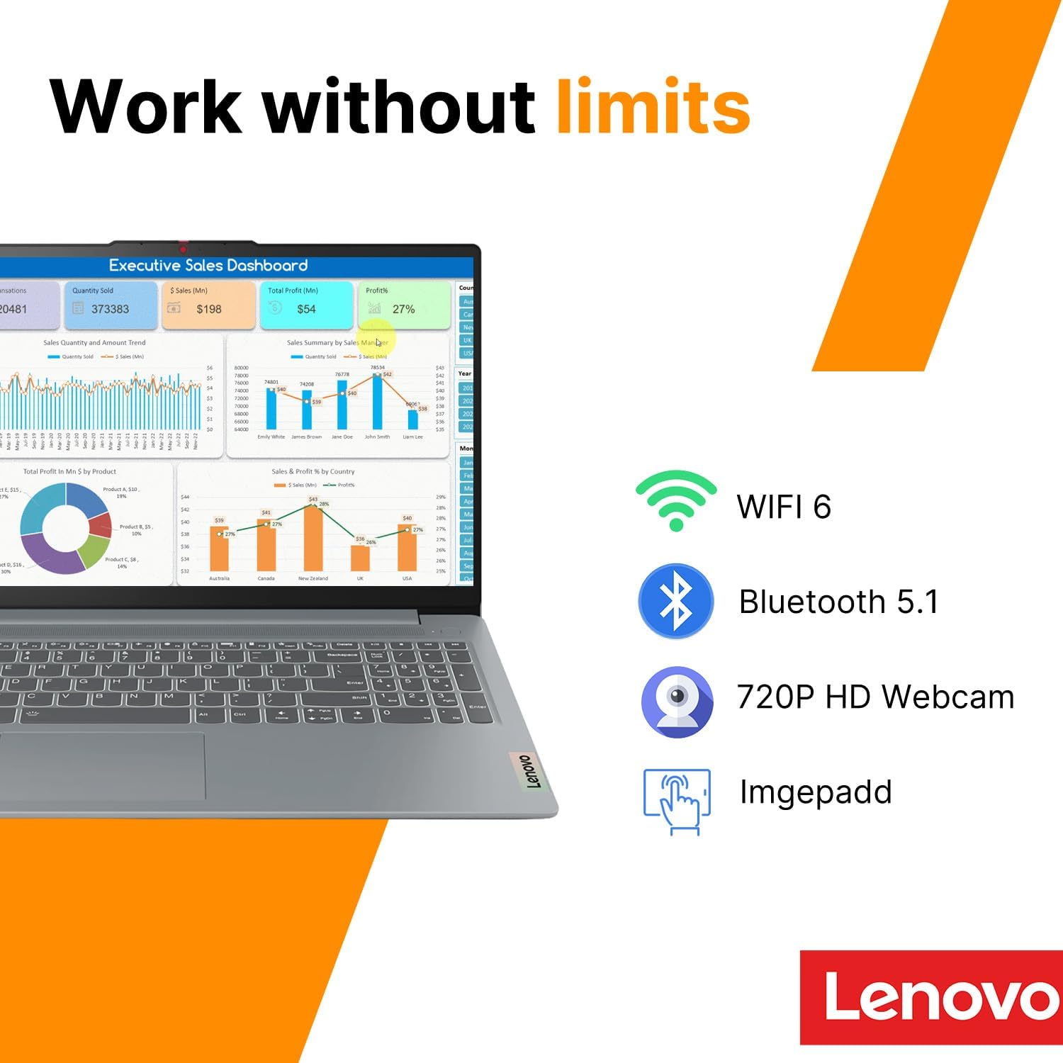 Detalle 2 de Lenovo IdeaPad Slim 3i 15.6" FHD Laptop, Intel N100, 128GB SSD, Microsoft 365