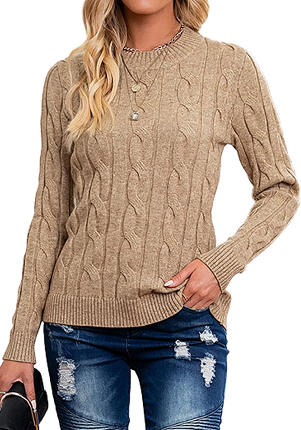 Detalle 2 de Breampot Damenpullover Rundhals Zopfmuster