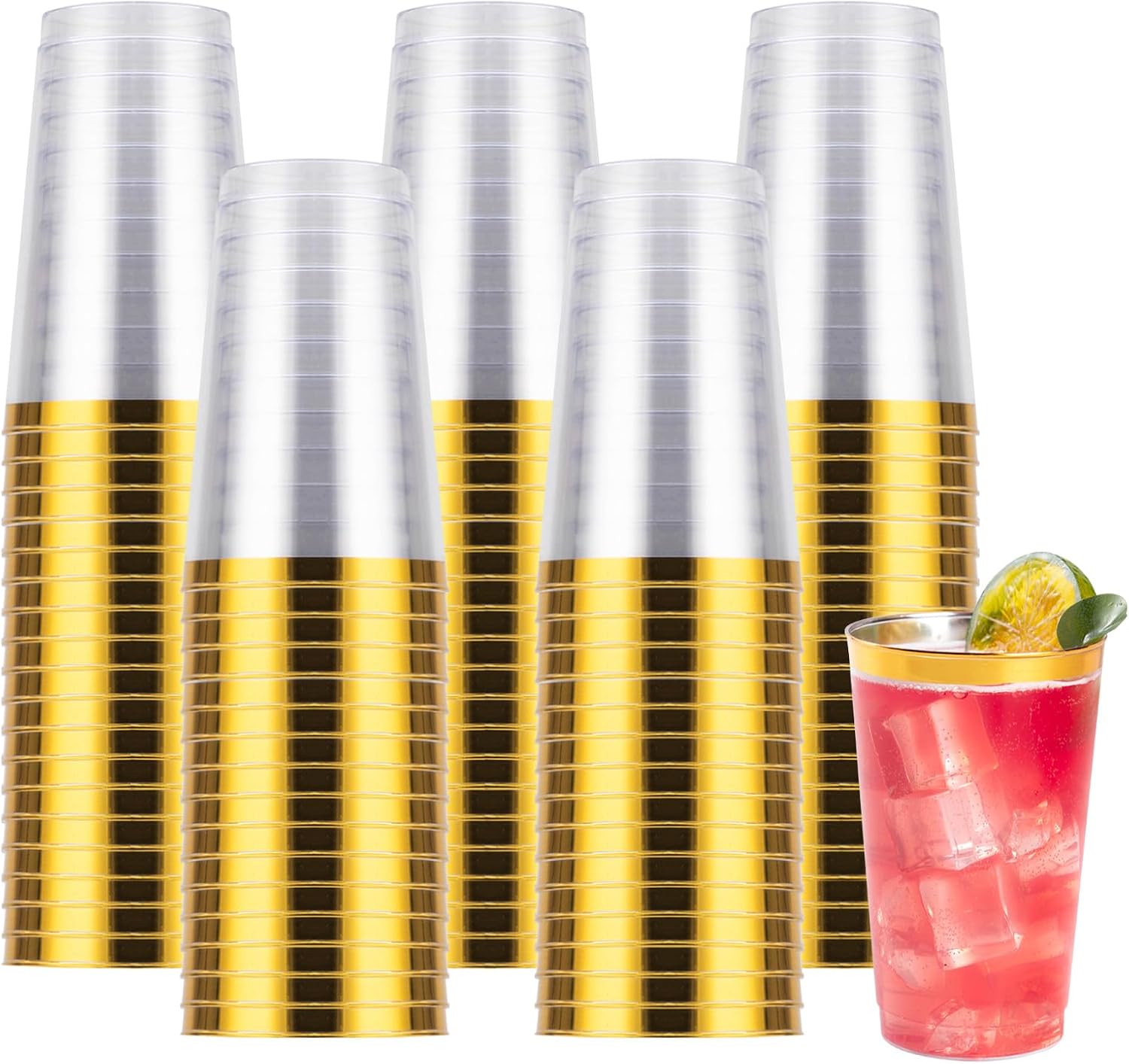 Thumbnail 6 de Goodluck 50PCS 9oz Gold Disposable Cups – Elegant Gold Rim Plastic Cocktail Cups