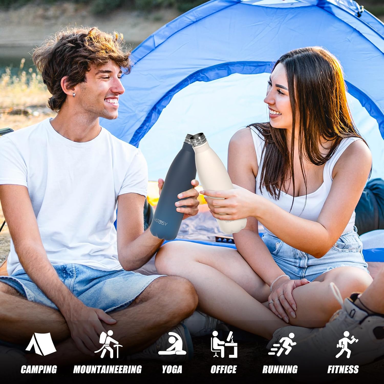 Thumbnail 2 de WATERSY Stainless Steel Insulated Water Bottle (500ml) – Double Walled Vacuum Flask in Deux Teal