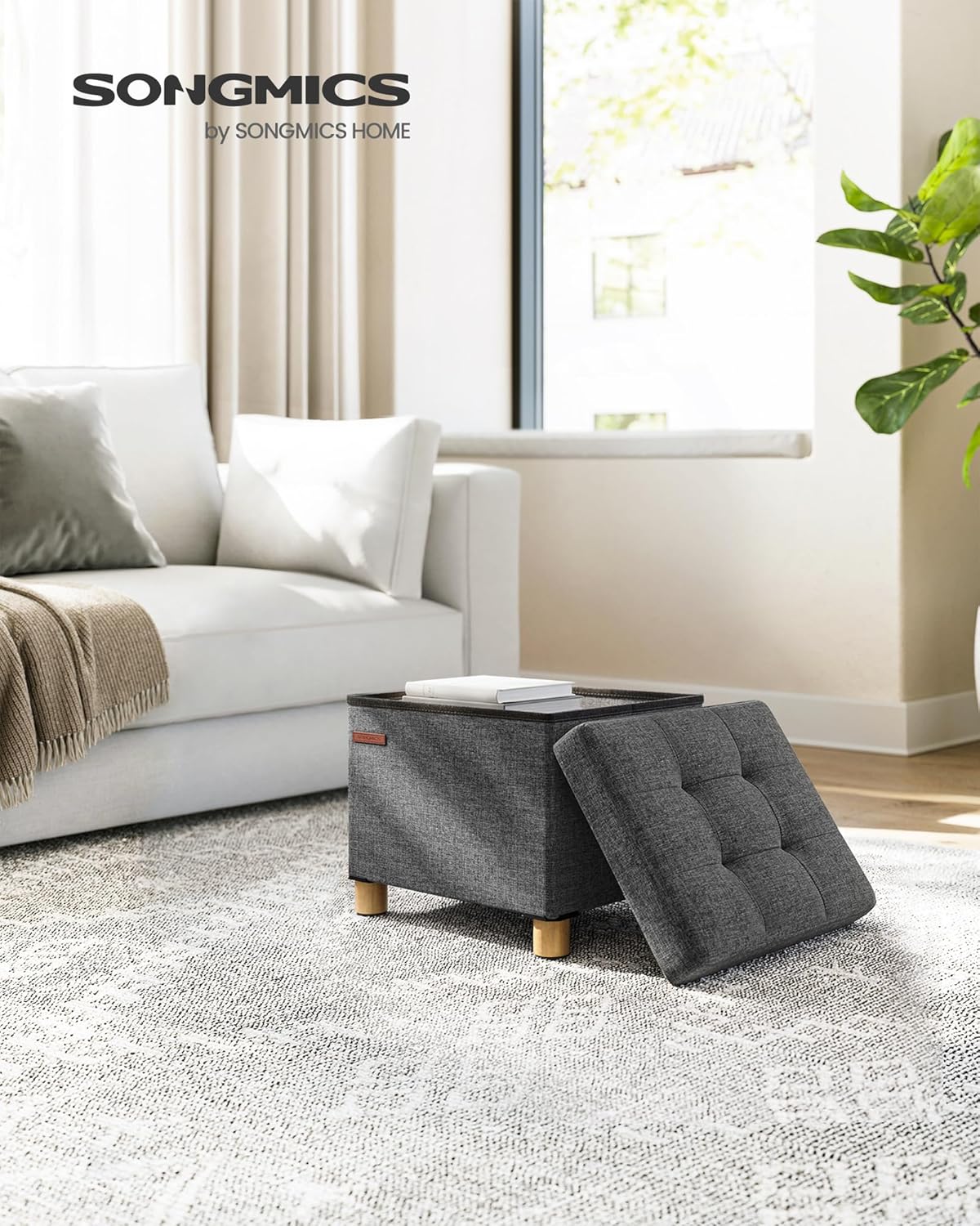 Detalle 2 de SONGMICS LSF012G11 Pouf contenitore 32 x 40 cm