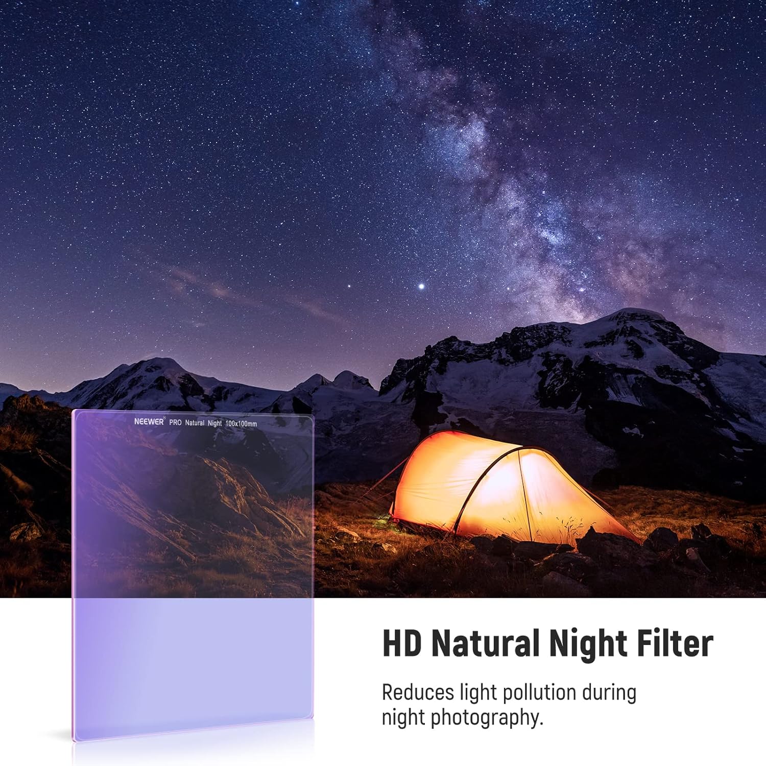 Thumbnail 1 de Neewer 100 x 100mm Natural Night Square Filter for light pollution reduction with 30-layer nano-coated HD neodymium glass