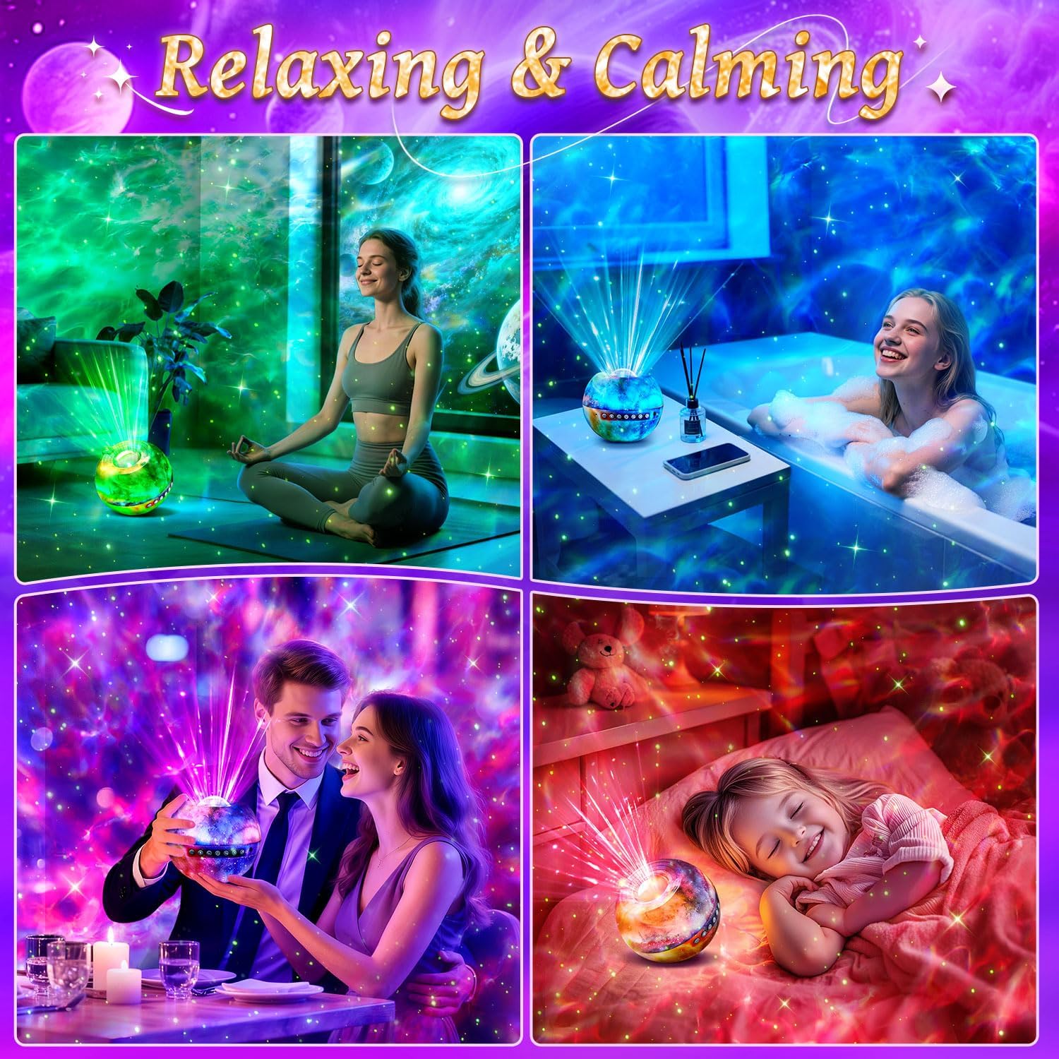 Detalle de One Fire WH-E14A Galaxy Projector with Multicolor Effects and Bluetooth Audio