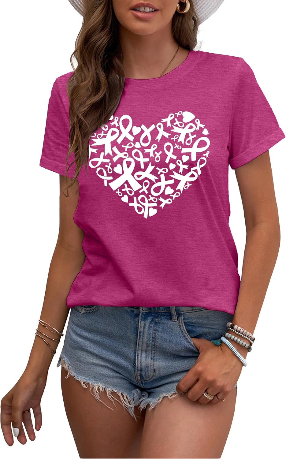 Detalle 2 de MAIHUN Breast Cancer Awareness Shirt, 60% Polyester