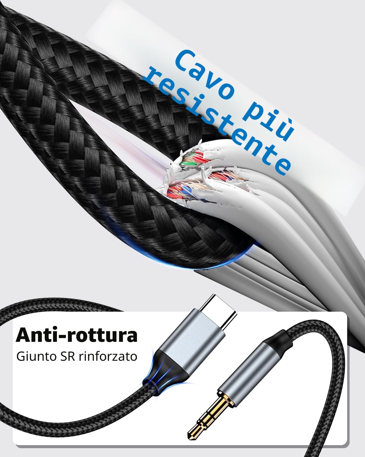 Detalle de Cavo da AUX a USB C: adattatore audio da USB-C a 3,5 mm per auto, cuffie e altoparlanti