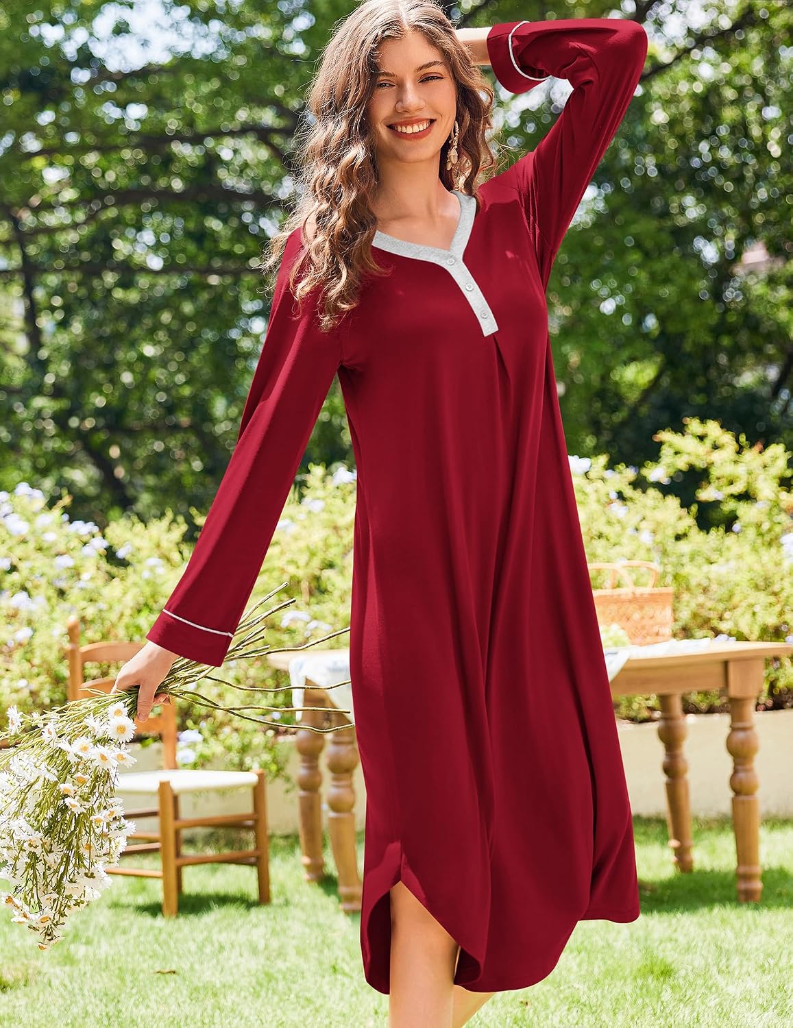 Detalle de Ekouaer Women's Modal Nightgown
