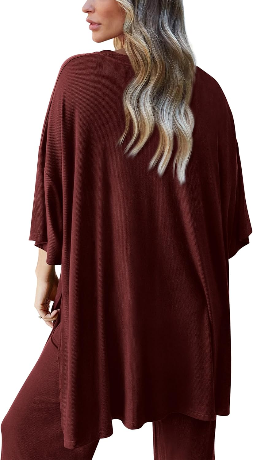 Thumbnail 1 de PRETTYGARDEN Two-Piece Lounge Set for Women (knit tracksuit top and wide-leg pants)