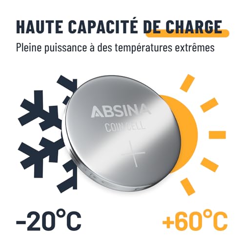 Thumbnail 3 de ABSINA Assortiment Pile Bouton Alcalines & Lithium 1,5V & 3V étanches – Ensemble fiable pour petits appareils