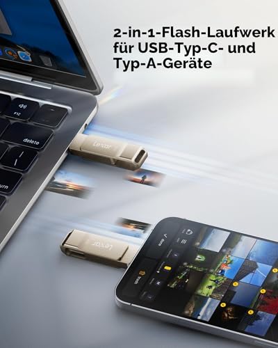 Thumbnail 3 de Lexar JumpDrive Dual Drive D40E 64GB: USB-C & USB-A Speicherstick mit 2-in-1-Design