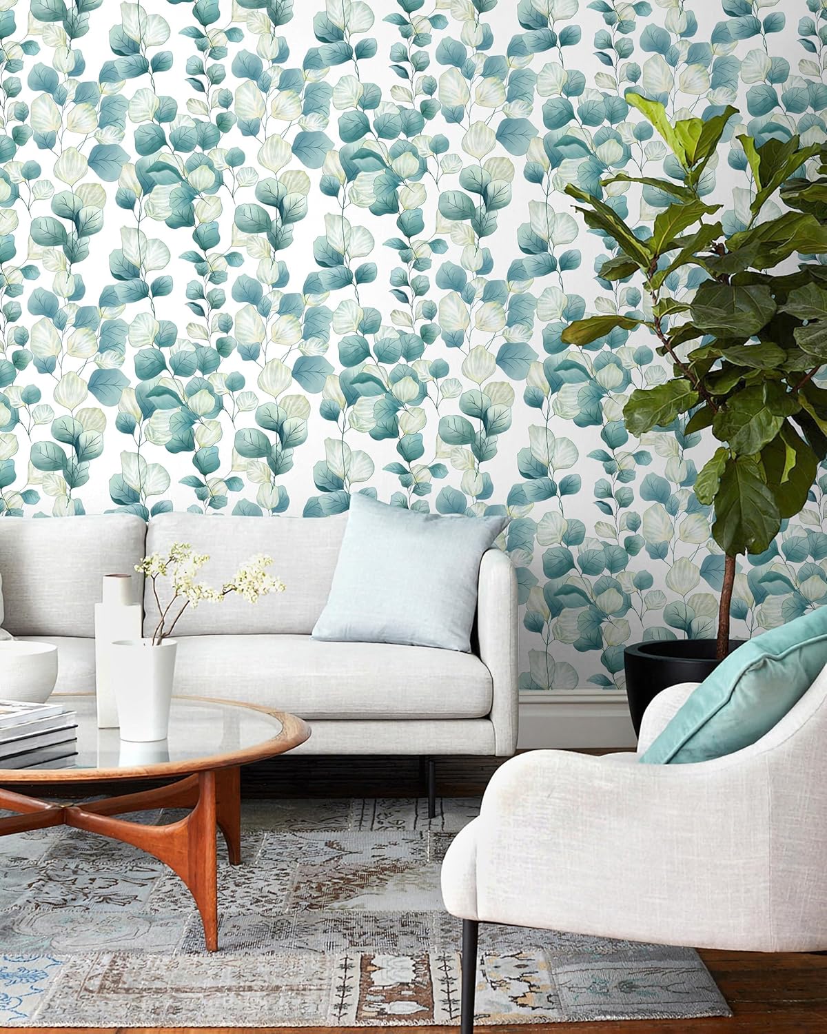 Thumbnail 4 de Timeet Peel and Stick Boho Leaf Wallpaper
