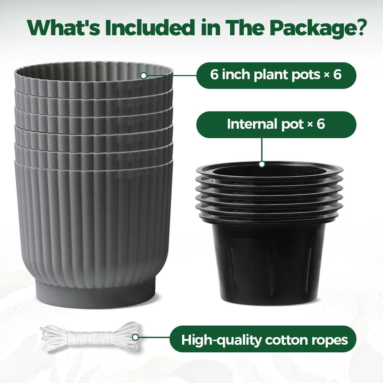 Thumbnail 5 de T4U 15cm Self Watering Plant Pots (6 Pack) – Indoor self-watering grey planters