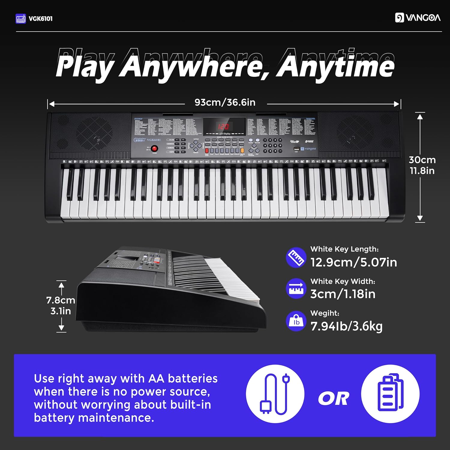 Thumbnail 6 de Vangoa VGK6101 61-Key Electric Piano Keyboard 🎹