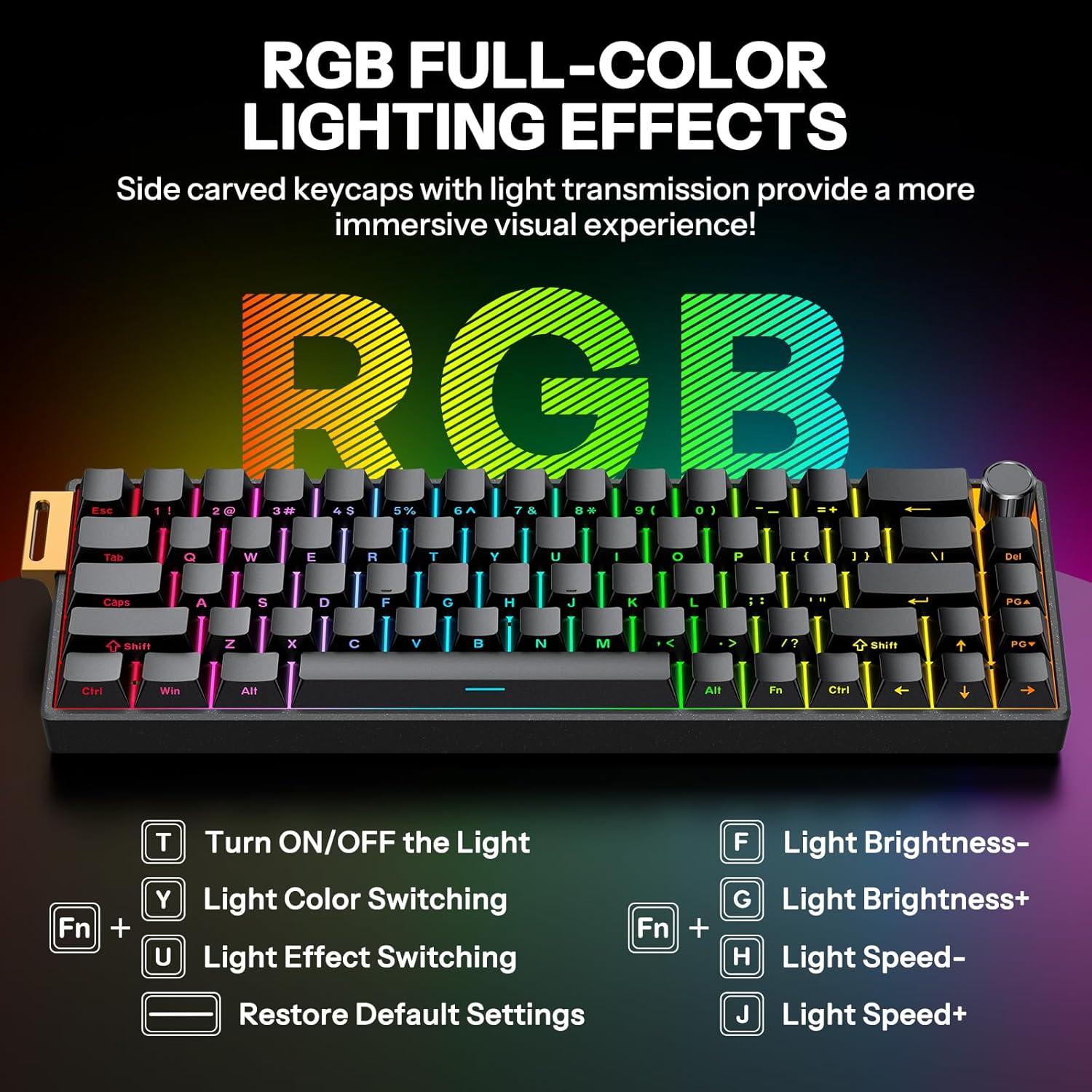 Detalle 2 de OMOTON 65% Aluminum Mechanical Gaming Keyboard with Hall Effect Magnetic Switches