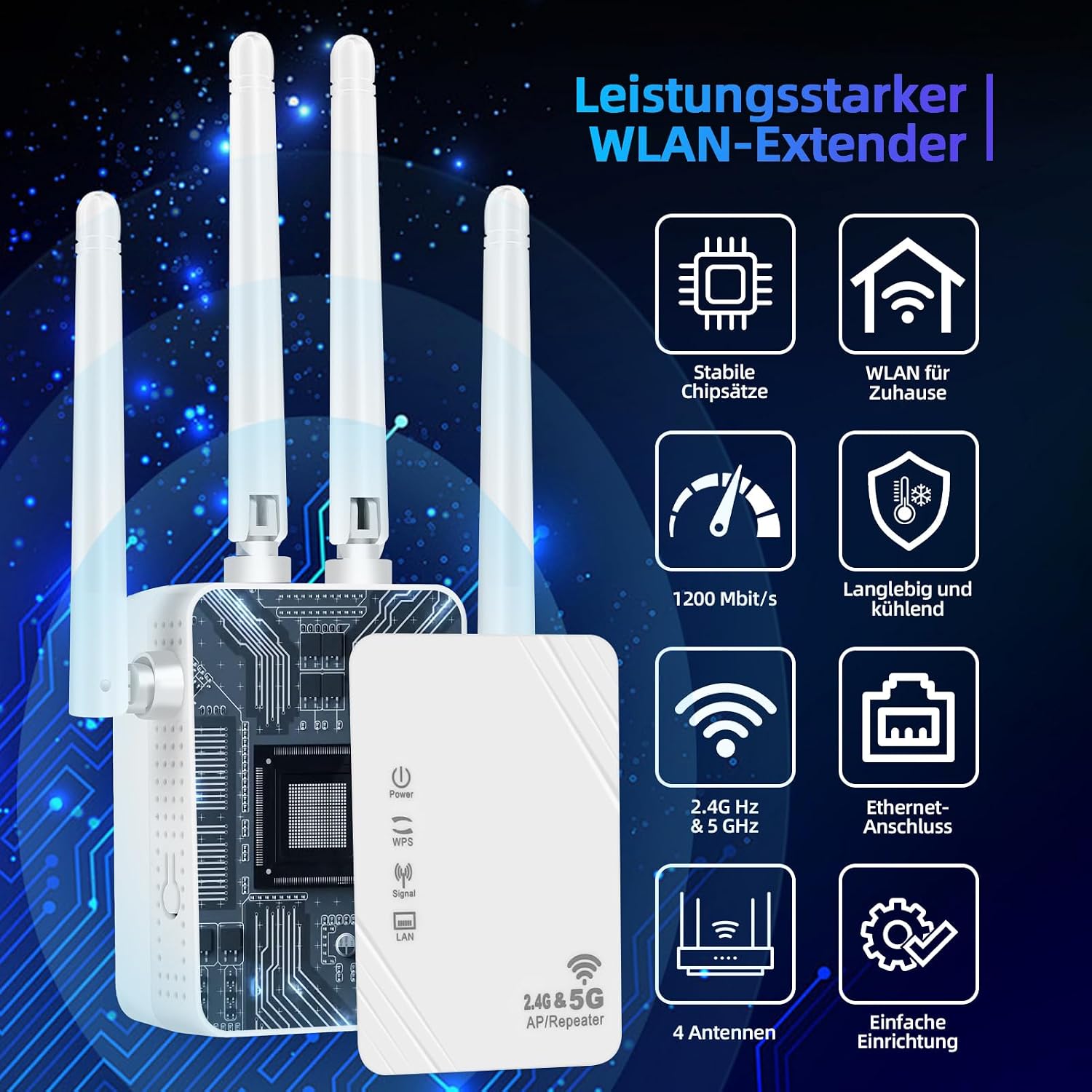 Thumbnail 1 de WLAN-Verstärker 1200 Mbit/s Dualband Repeater mit LAN – Ultraxtender