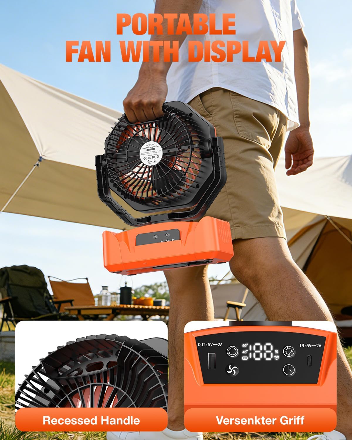 Thumbnail 6 de kejector campingventilator met 24.000 mAh-accu, ledlicht en afstandsbediening