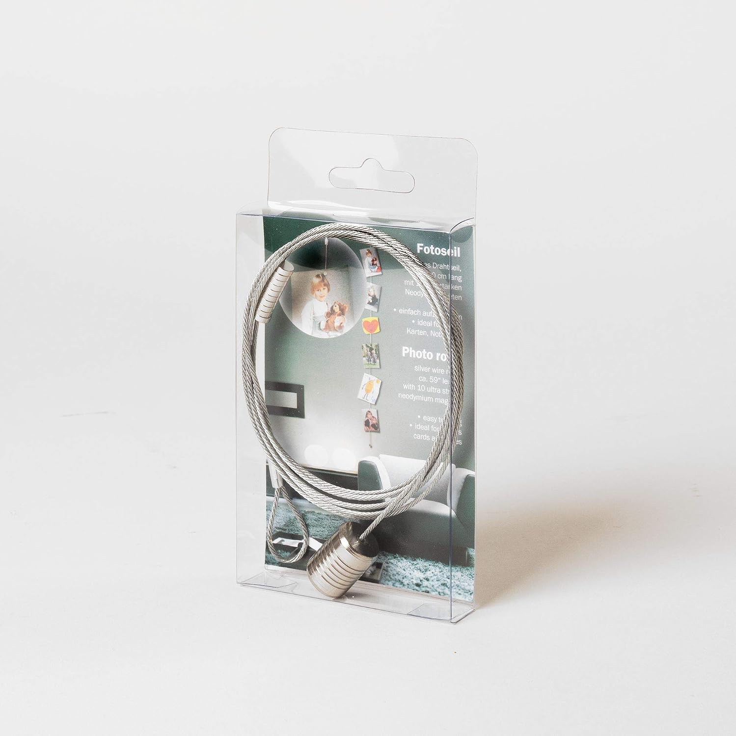 Detalle de Walther Design Photo Corde Argent 1,5 m en métal Double Pack (MD150SD) avec 10 aimants