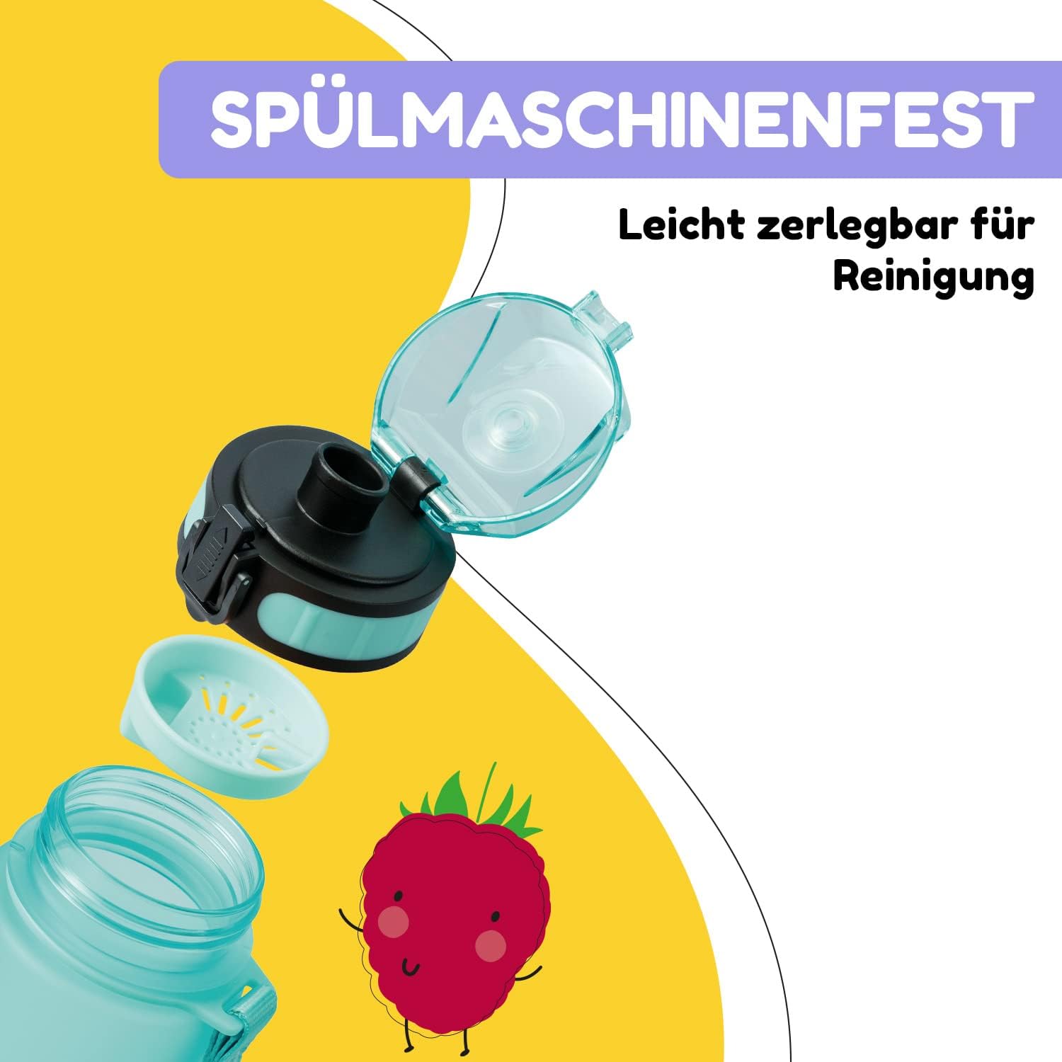 Detalle 2 de Schmatzfatz Sportflasche 350 ml – BPA-frei, auslaufsicher und tragbar