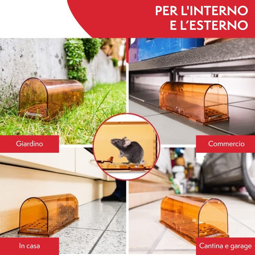 Thumbnail 1 de PATTLER® Trappola per Topi Vivi – Trappole riutilizzabili per esterno e interno (Arancione, 1 pezzo)