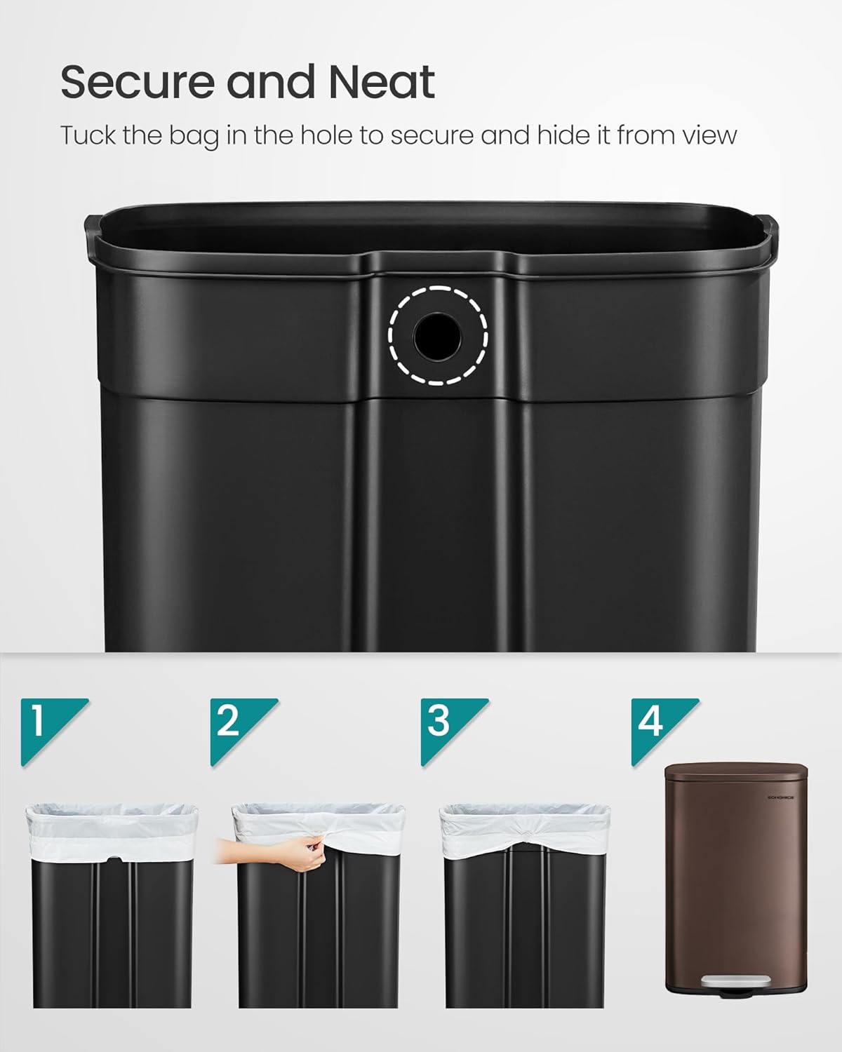 Detalle de SONGMICS Kitchen Bin 13 Gallon 50 L